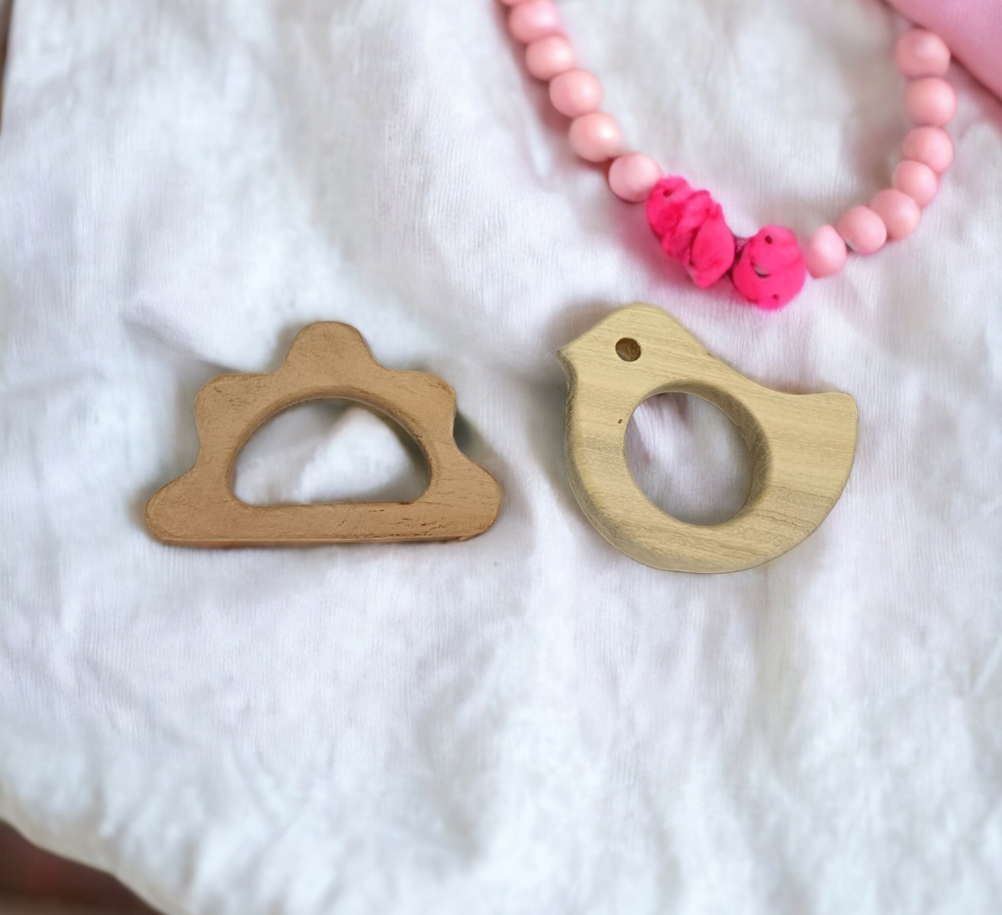 Neem Wooden Baby Teethers – Dove & Cloud Shapes – Baby Teethers & Soothers on Brown Living™. SKU: T_DV-CLD. Img 2.