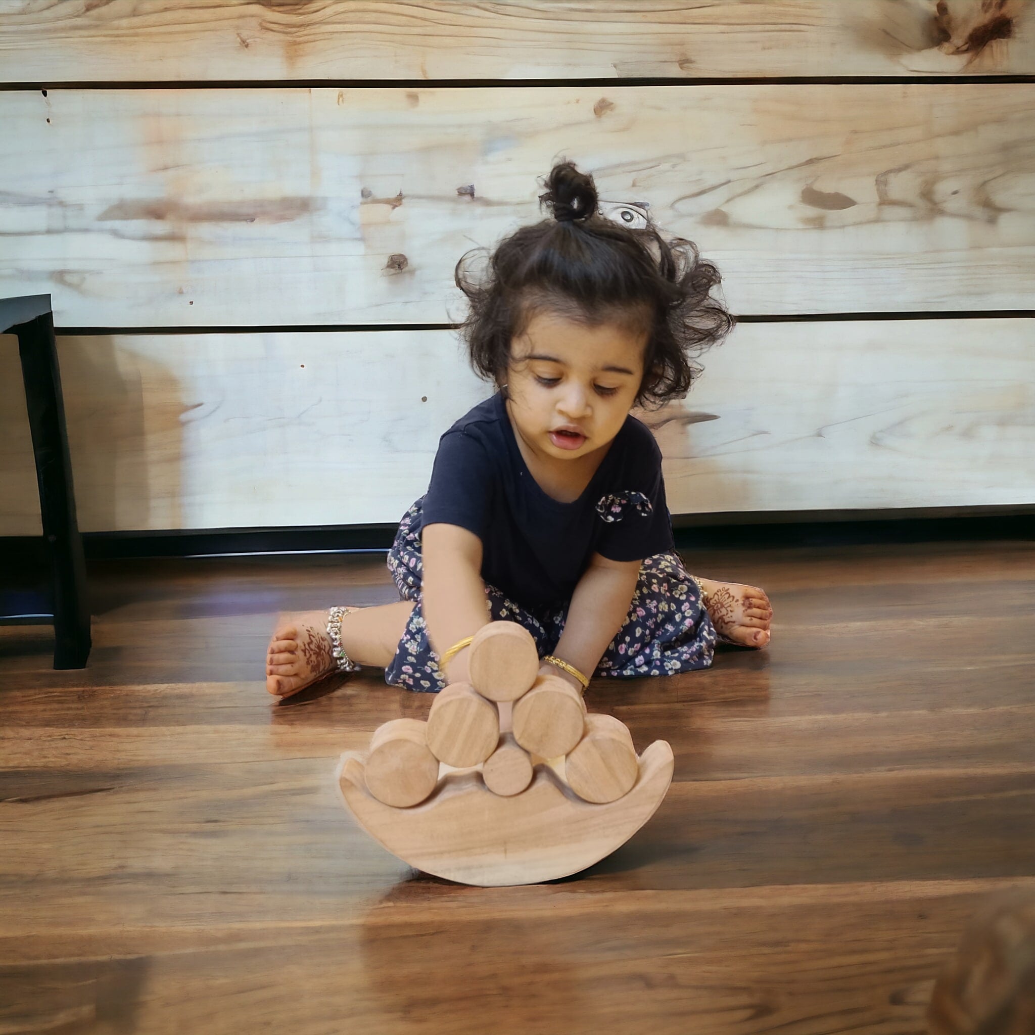 Neem Wooden Balancing Moon Toy – Montessori Kids Stacking Toy – Wooden Toys on Brown Living™. SKU: STK_MNBAL. Img 6.