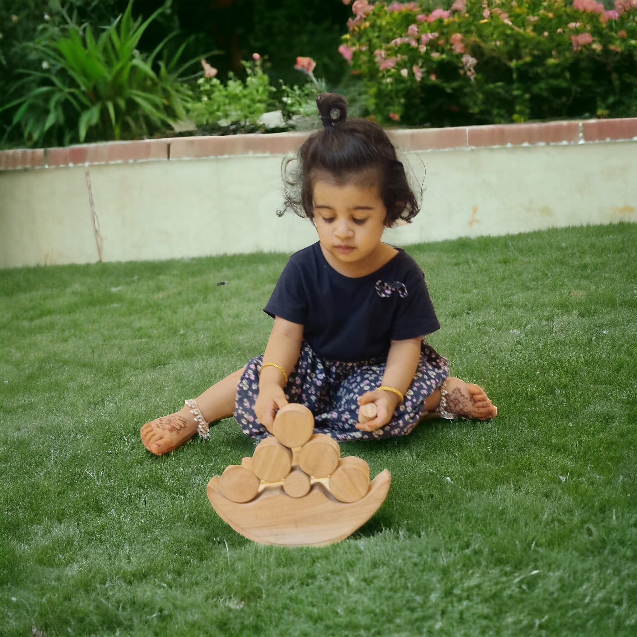 Neem Wooden Balancing Moon Toy – Montessori Kids Stacking Toy – Wooden Toys on Brown Living™. SKU: STK_MNBAL. Img 2.