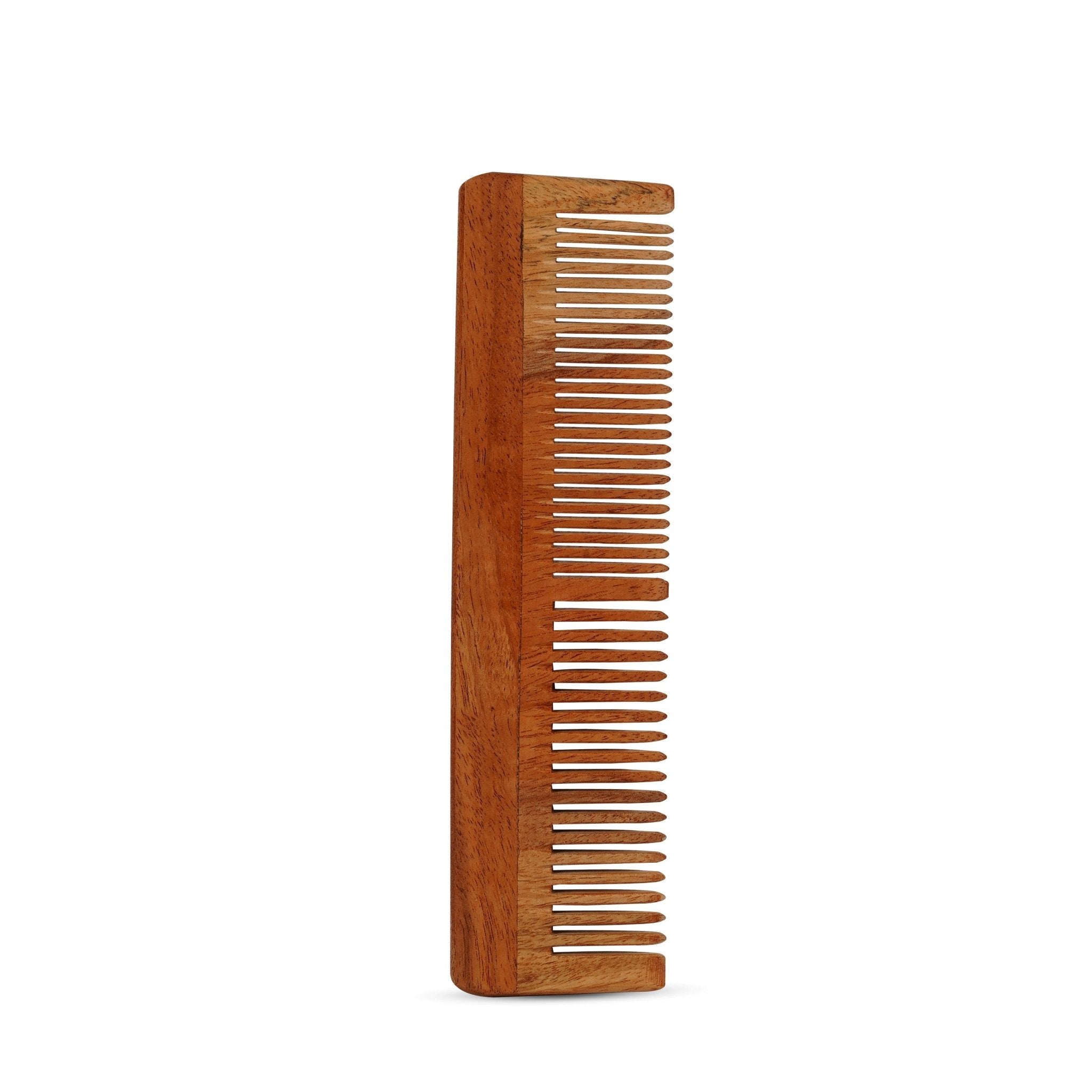 Neem Wooden Comb Regular Dual Teeth | The Earth Eco Naturals – Hair Comb on Brown Living™. SKU: Regular04. Img 6.