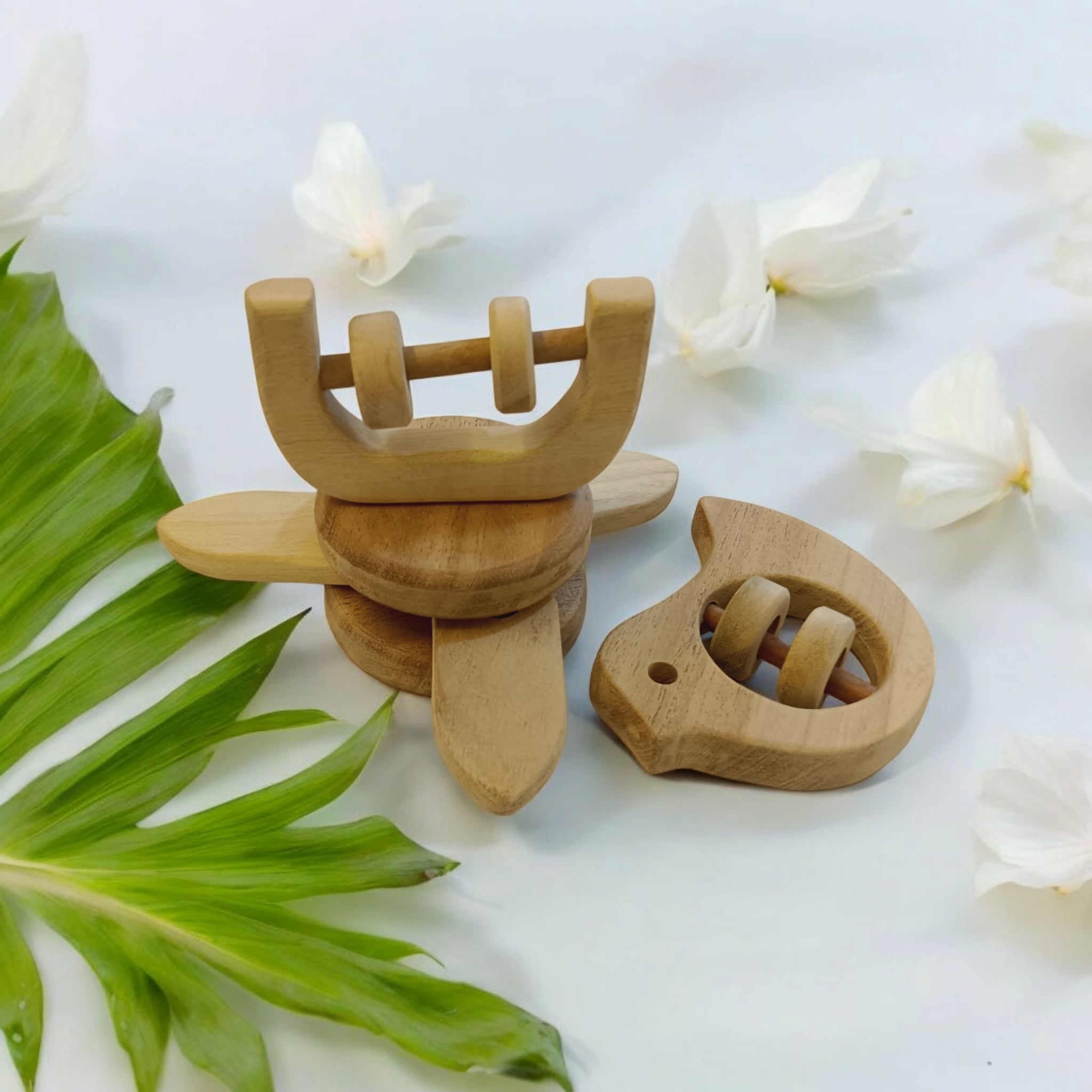 Neem Wooden Flower Tumbler, Dove & C - Shape Rattles For Toddlers – Baby Rattles on Brown Living™. SKU: R_FLTMBLR-DV-C. Img 6.