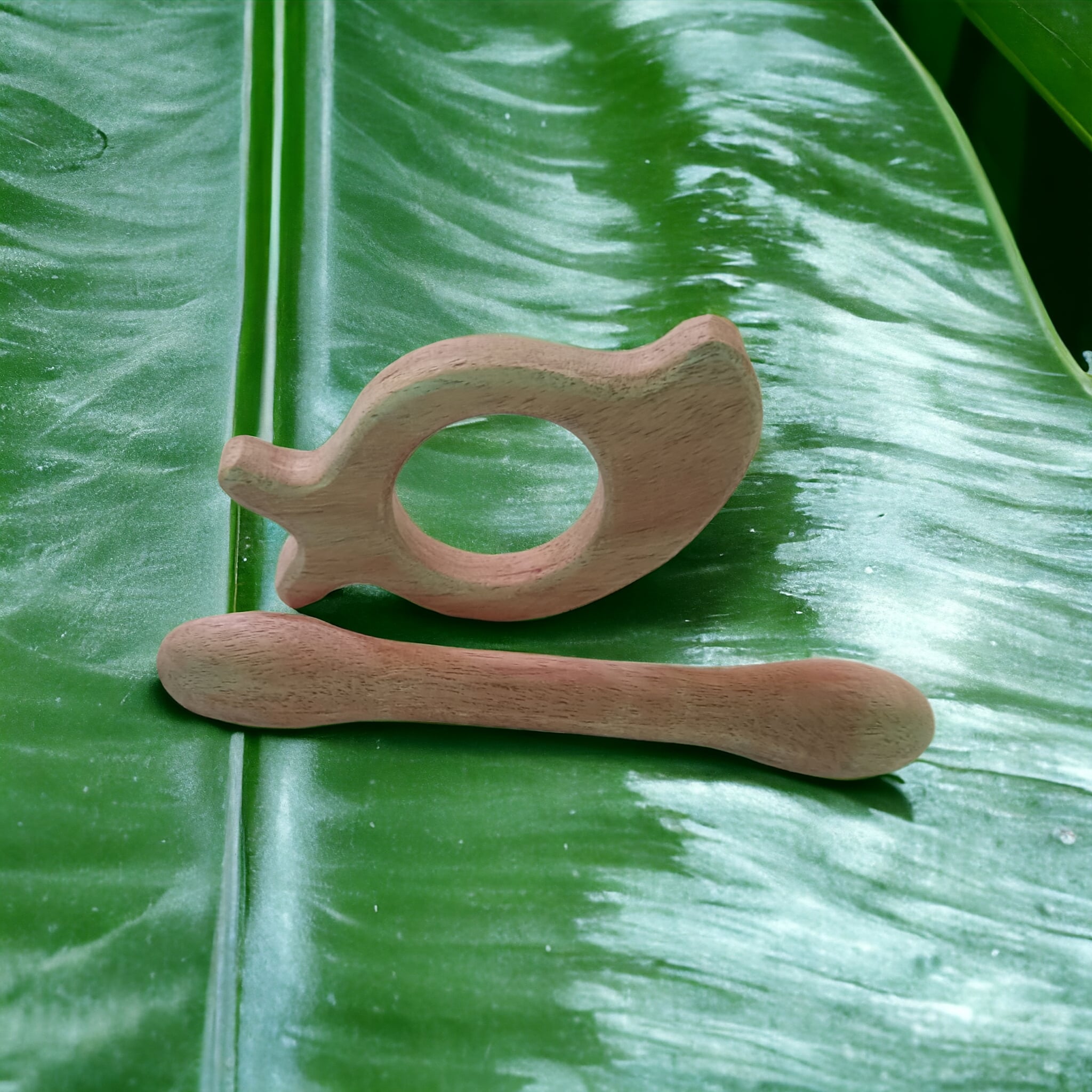 Neem Wooden Immunity Boosting Teethers – Mango & Dumbbell Shapes – Baby Teethers & Soothers on Brown Living™. SKU: T_MNG-DBL. Img 1.