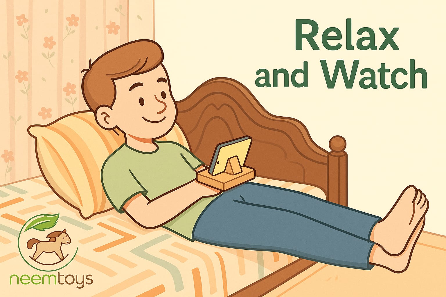 Neem Wooden Mobile Stand – Natural, Strong & Sustainable – Wooden Toys on Brown Living™. SKU: AC_MBSTND. Img 6.