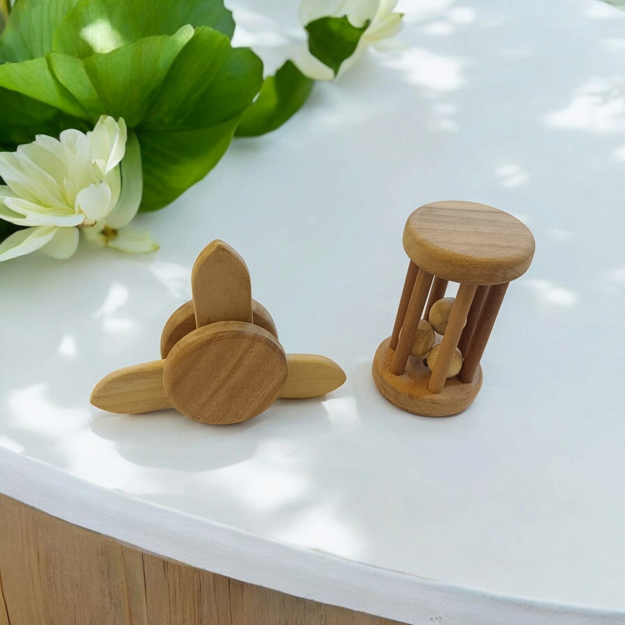 Neem Wooden Rattle Tumbler & Rattle Flower Tumbler For Toddlers – Baby Rattles on Brown Living™. SKU: R_TMBLR-FLTMBLR. Img 5.