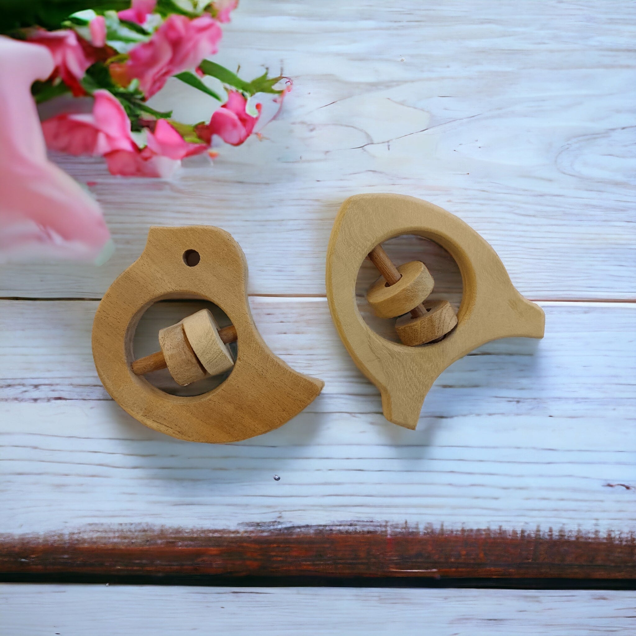 Neem Wooden Rattles For Babies Aged 0 To 3 Years – Baby Rattles on Brown Living™. SKU: R_DV-RKT. Img 1.