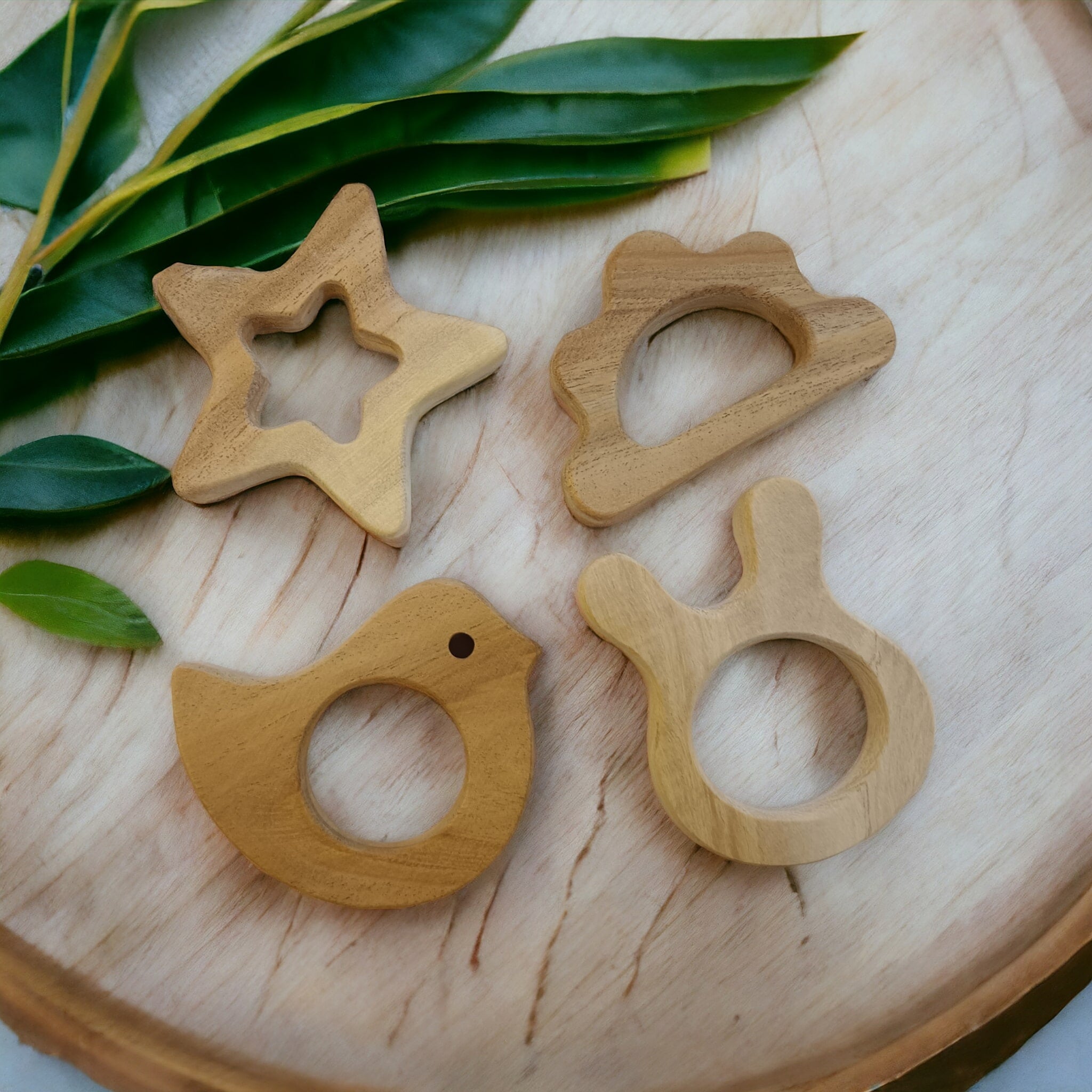 Neem Wooden Teethers For Babies Of Age 0 To 3 Years – Baby Teethers & Soothers on Brown Living™. SKU: T_STARSET. Img 1.