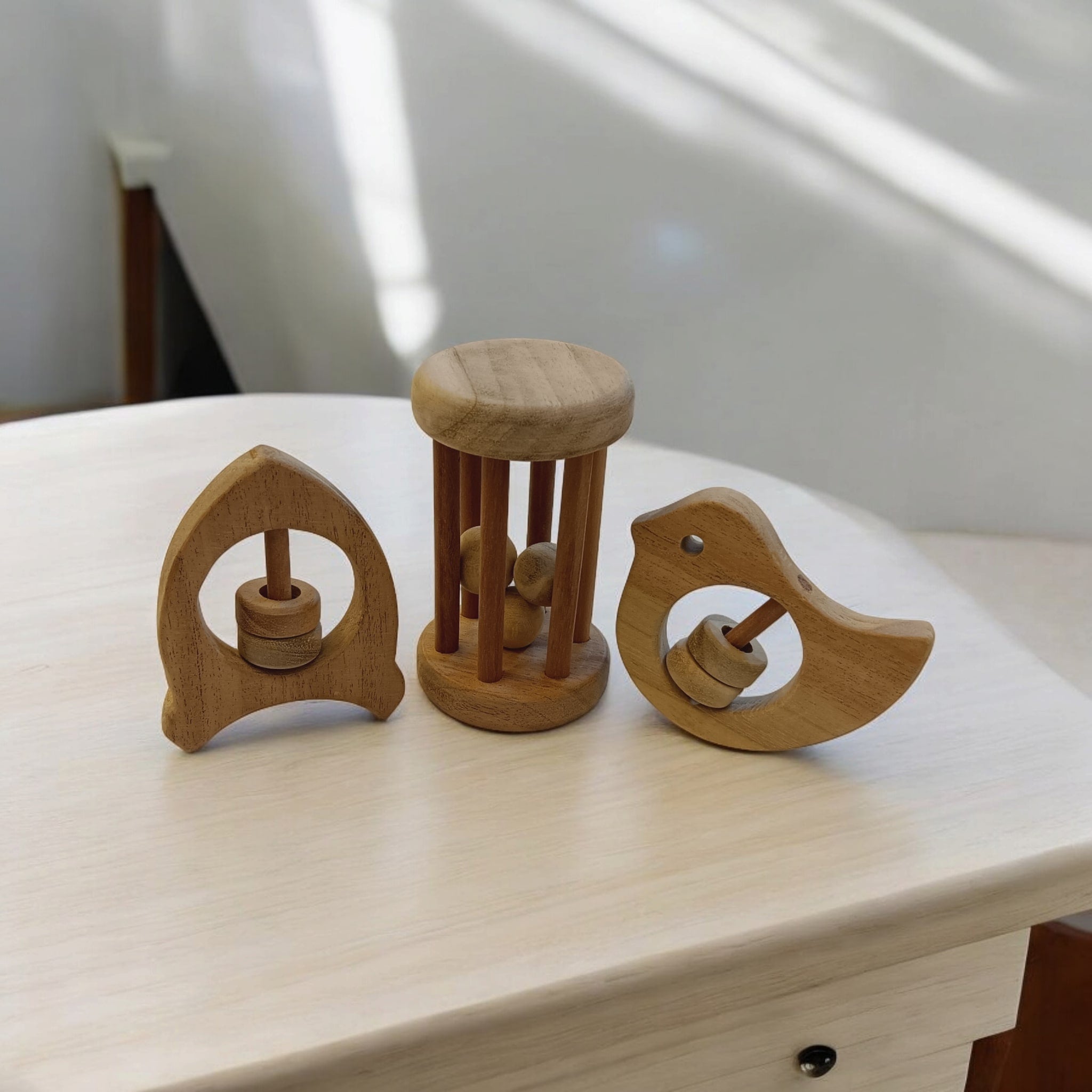 Neem Wooden Tumbler, Dove & Rocket Shaped Rattle For Toddlers – Baby Rattles on Brown Living™. SKU: R_TMBLR-DV-RKT. Img 6.