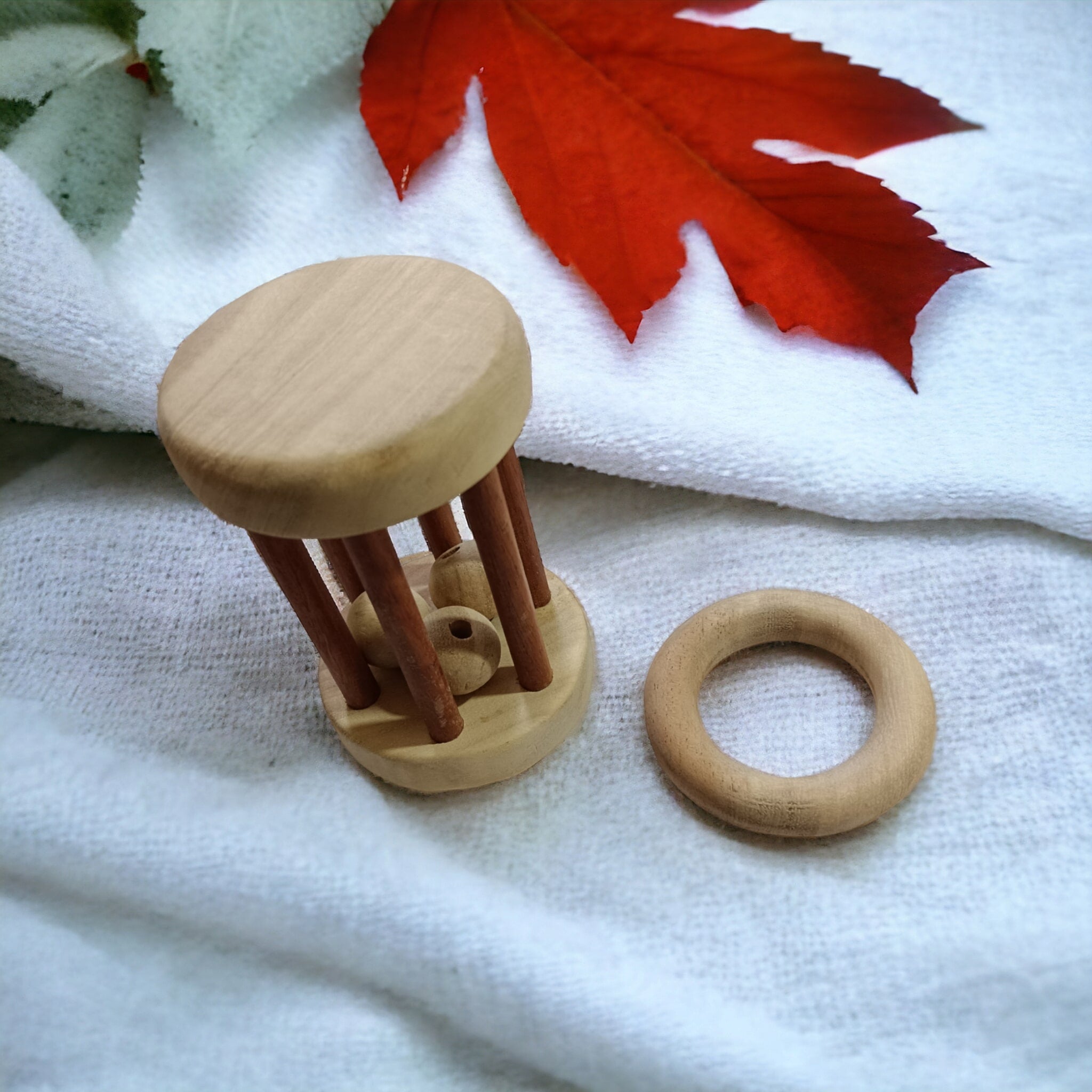 Neem Wooden Tumbler Rattle & Ring Teether For Babies – Wooden Toys on Brown Living™. SKU: RT_TMBLR-RNG. Img 2.