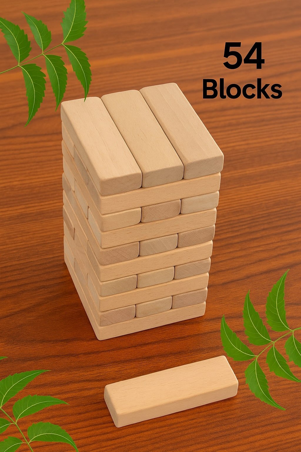 Neem Wooden Tumbling Tower (54 Blocks) | Skill Play Game for Kids – Wooden Toys on Brown Living™. SKU: BB_Ttower-SISA. Img 4.