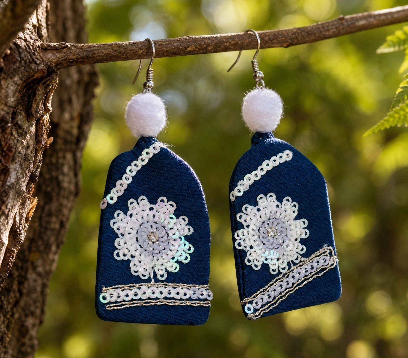 Neera Upcycled Handmade Textile Earring – Womens Earrings on Brown Living™. SKU: KE08. Img 1.