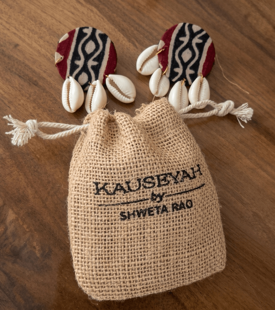 Neera Upcycled Handmade Textile Earring – Womens Earrings on Brown Living™. SKU: KE08. Img 4.