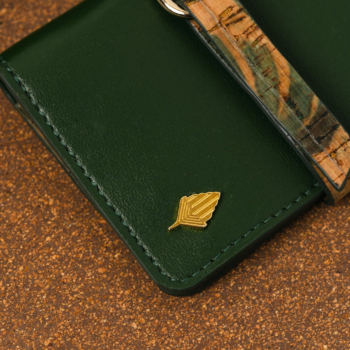 Neith - Cactus Leather Cardholder | Vegan Leather & Cork (Green) – Card Sleeves on Brown Living™. SKU: CHGH 8007. Img 5.