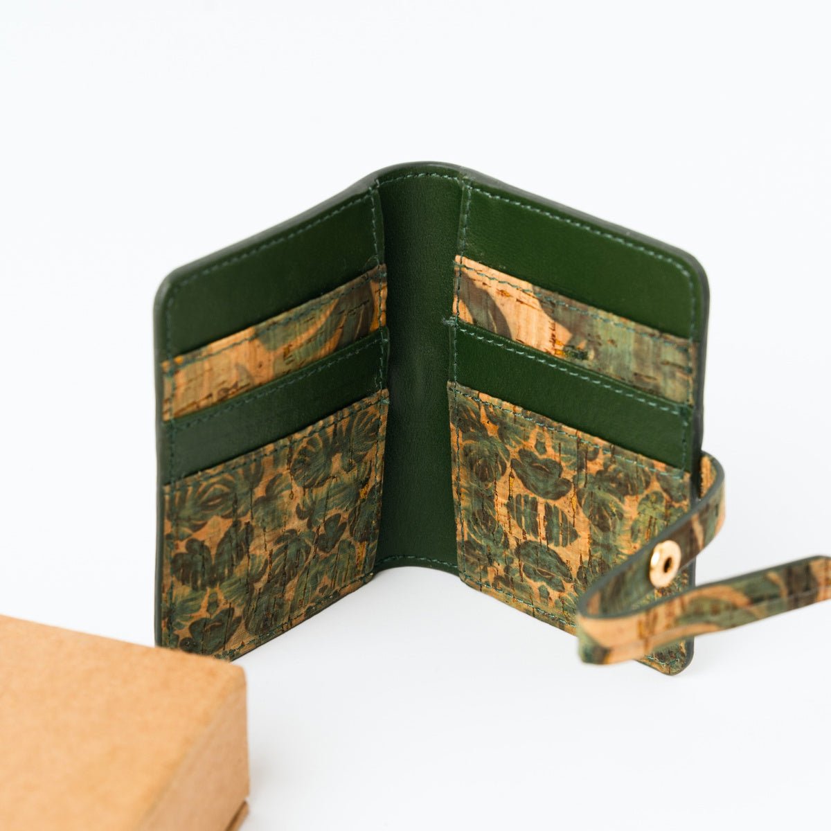 Neith - Cactus Leather Cardholder | Vegan Leather & Cork (Green) – Card Sleeves on Brown Living™. SKU: CHGH 8007. Img 6.