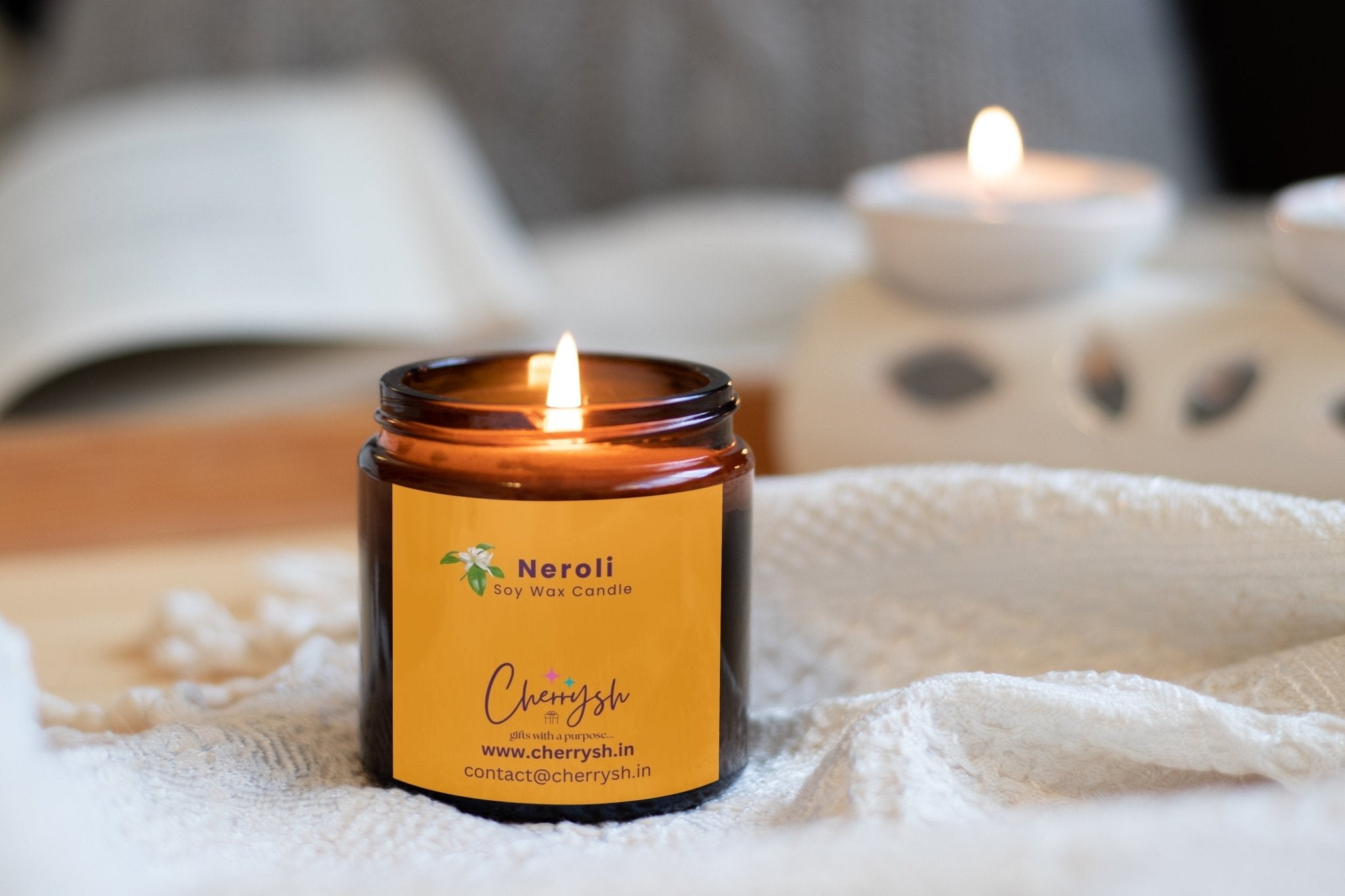 Neroli Jar Candle | Floral Scented Soy Wax Candle – Candles & Fragrances on Brown Living™. SKU: CH-JR-1194. Img 1.