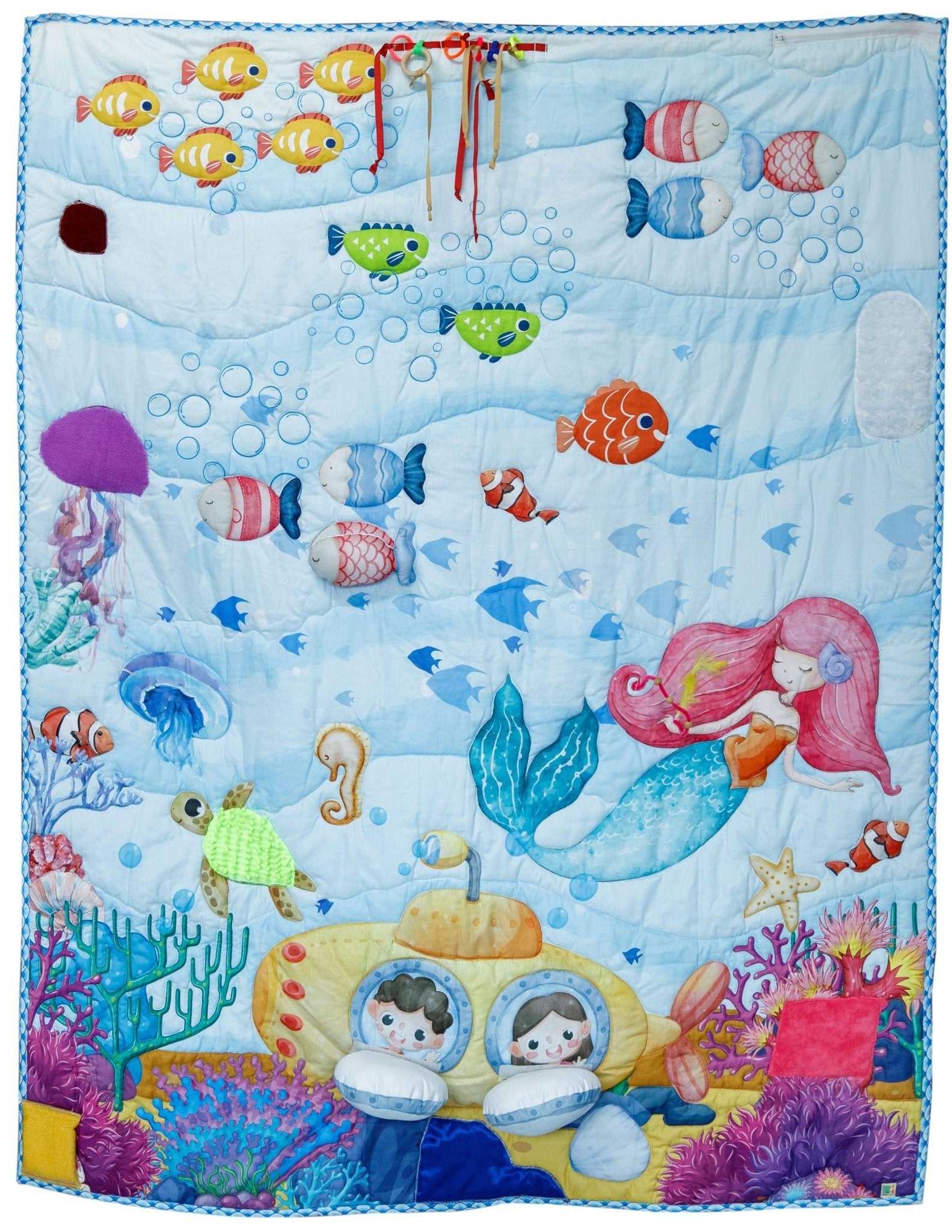 Newborn Sensory Playmat Mermaid Theme Baby Play Mat – Play Mats on Brown Living™. SKU: NSPMERM. Img 1.