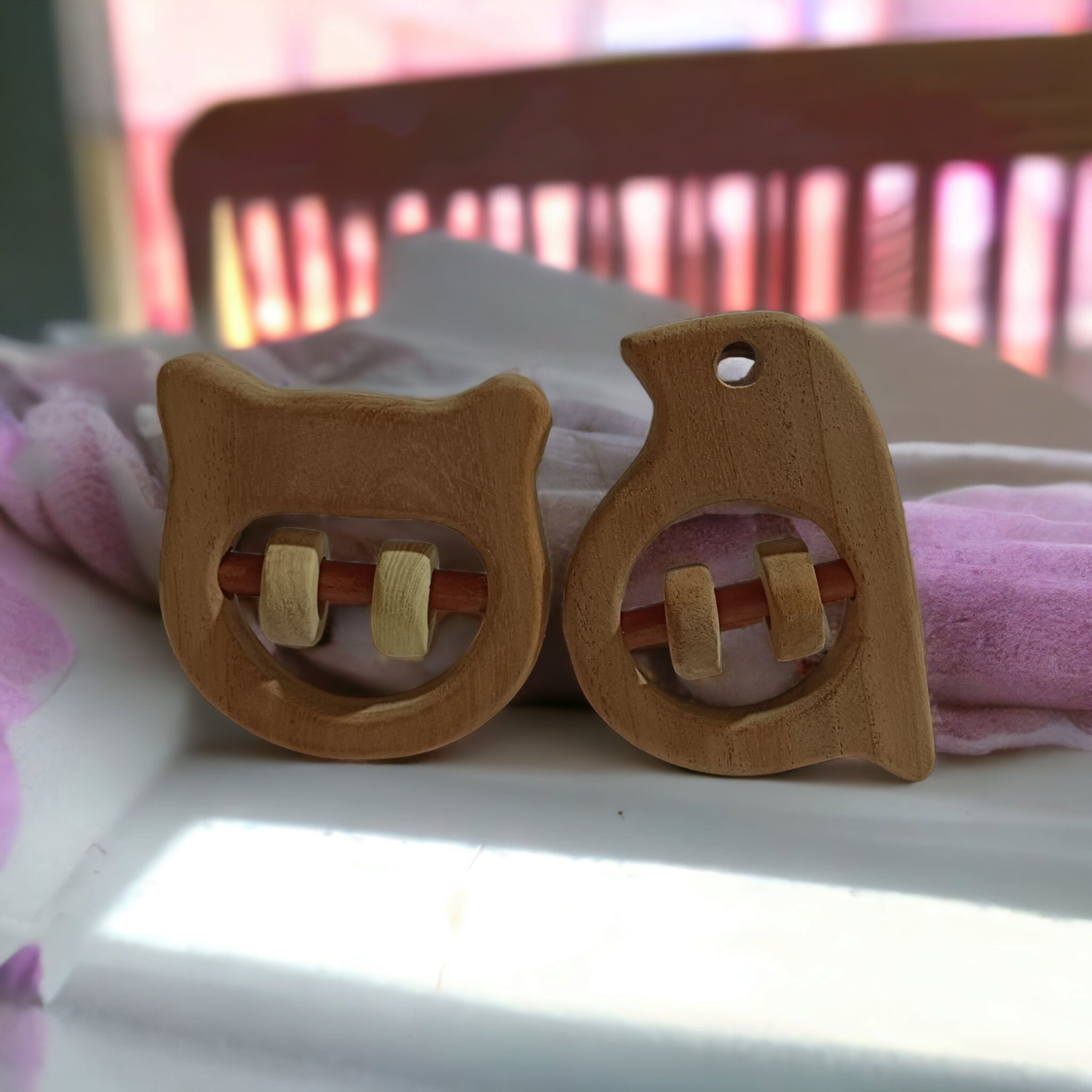 Nice Sound Making Neem Wooden Rattles For Toddlers – Baby Rattles on Brown Living™. SKU: R_HPHD-SPR. Img 3.