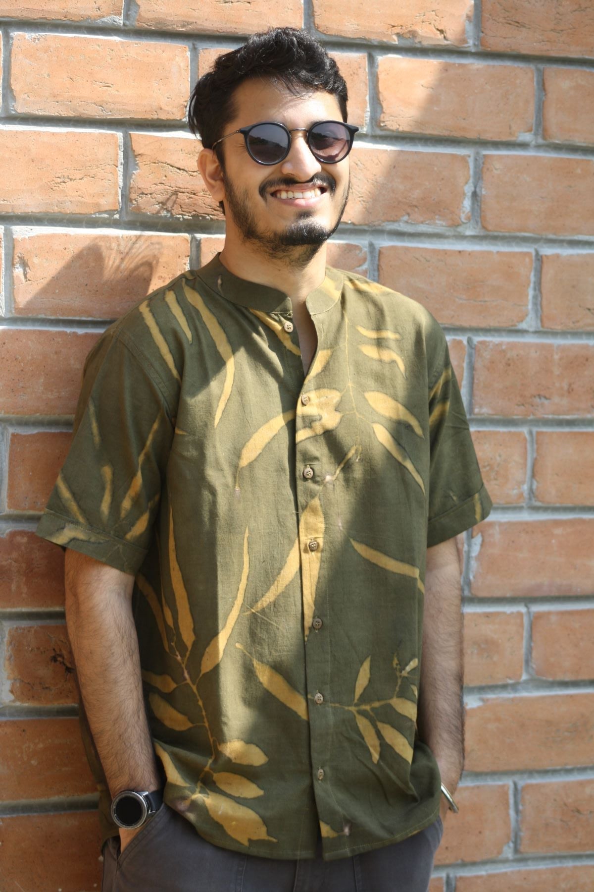 Nilgiri Khadi Cotton Shirt | Handwoven Classic Men’s Casual Wear – Mens Shirt on Brown Living™. SKU: NS02. Img 2.