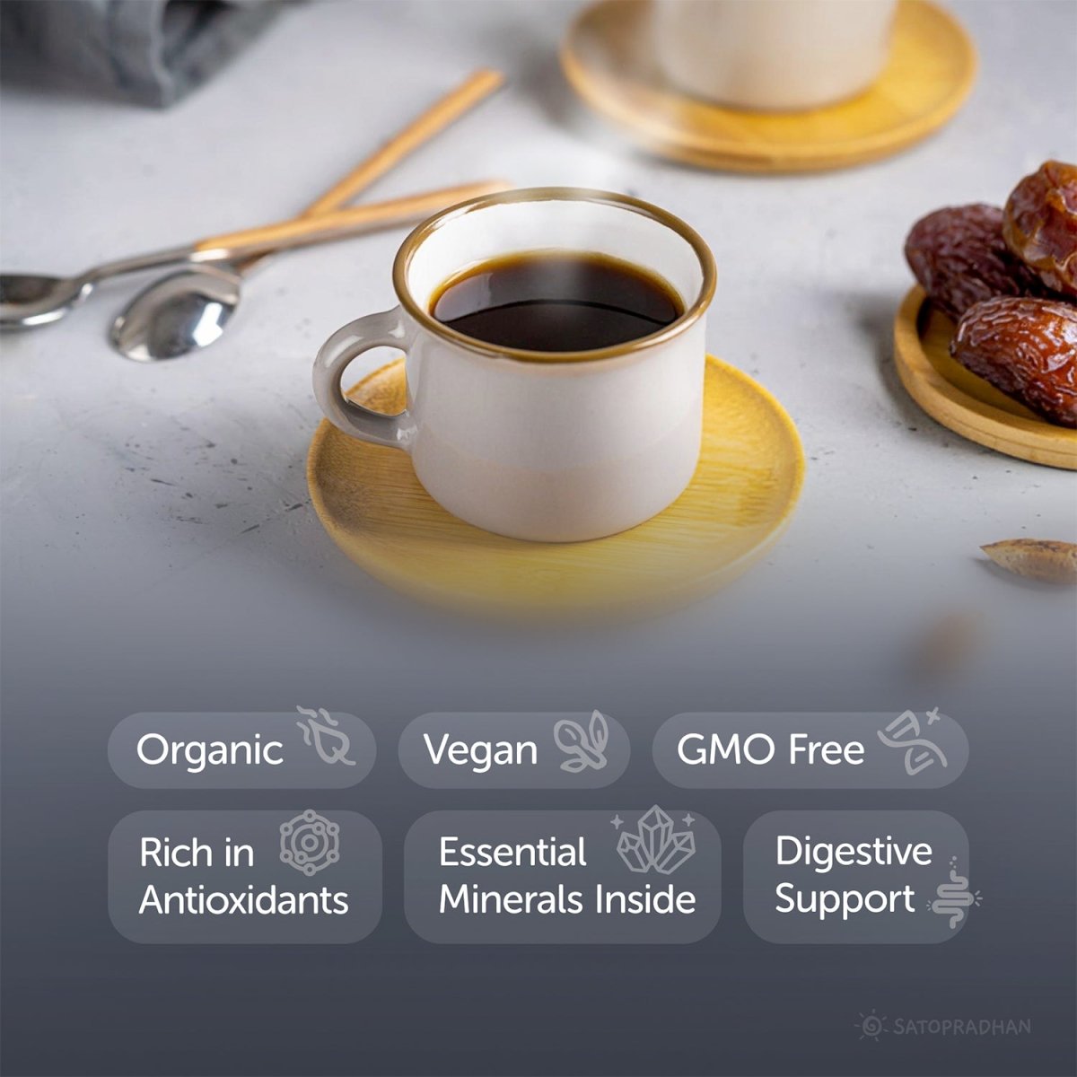 NoCoffee Date Seed Coffee Powder–Caffeine Free Coffee Alternative - 100g – Coffee on Brown Living™. SKU: 1TC_DSC - 1H. Img 2.