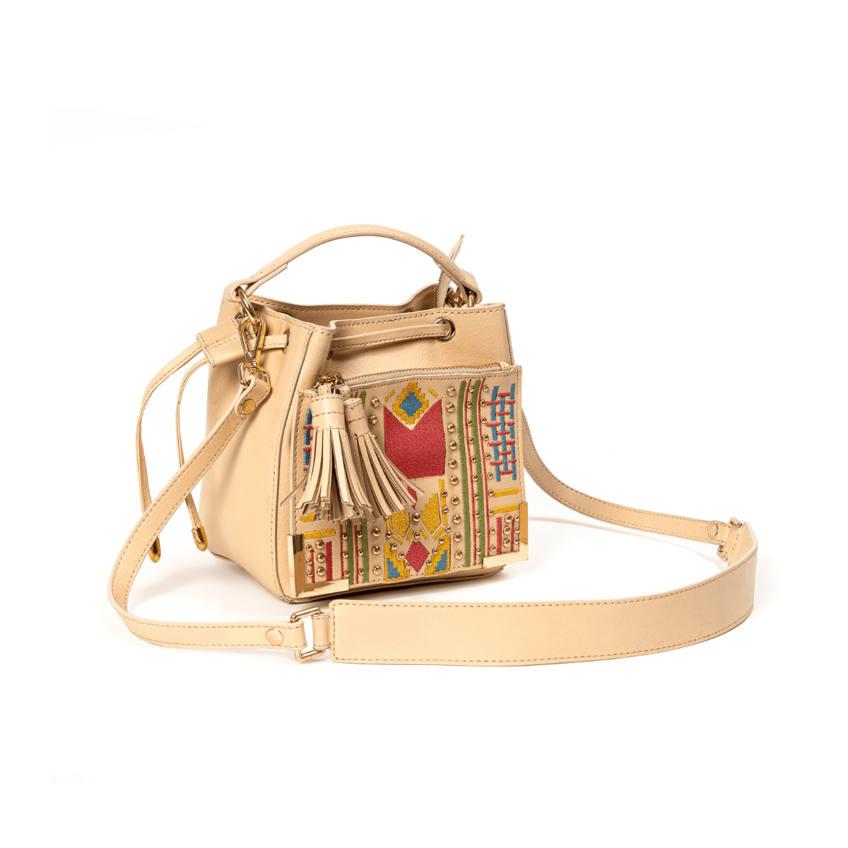 Nora Vegan Leather Embroidered Sling Bag - Black – Sling Bag on Brown Living™. SKU: SBGH20253001. Img 11.