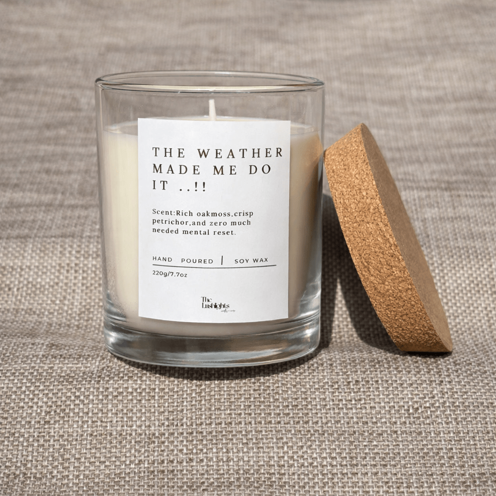 Oakmoss Petrichor Glass Jar Candle with Lid | Soy Wax Scented Candle – Candles & Fragrances on Brown Living™. SKU: LUSH_0047. Img 1.
