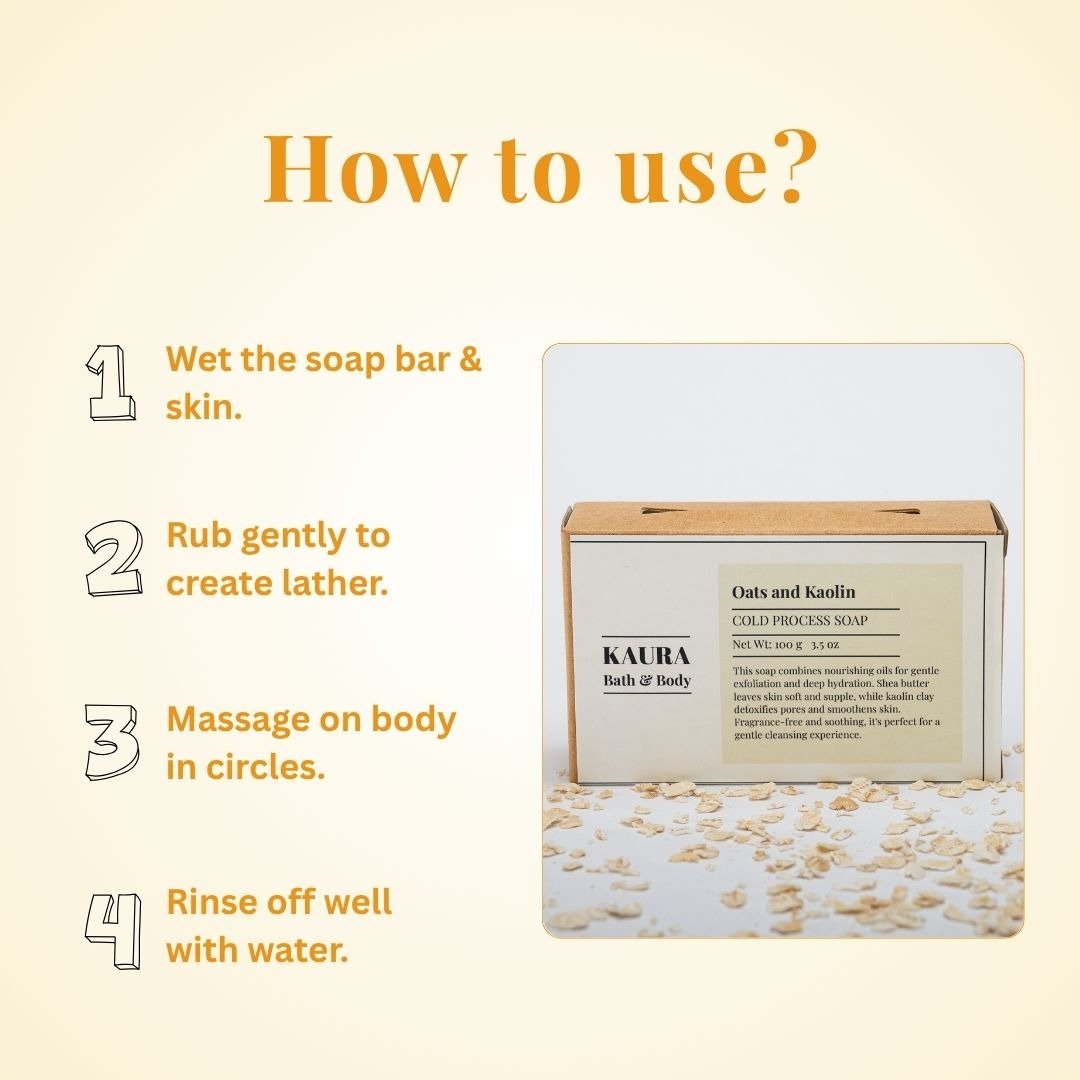 Oats & Kaolin Clay Soap Bar for Gentle Skin Care | 100g – Body Soap on Brown Living™. SKU: KI305. Img 7.