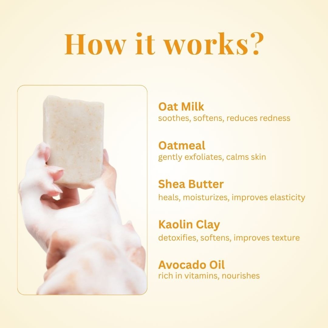 Oats & Kaolin Clay Soap Bar for Gentle Skin Care | 100g – Body Soap on Brown Living™. SKU: KI305. Img 5.