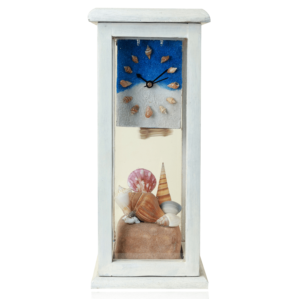 Ocean Whisper Table Clock | Handcrafted Coastal - Themed Desk Clock – Home Decor on Brown Living™. SKU: CL-OW. Img 2.