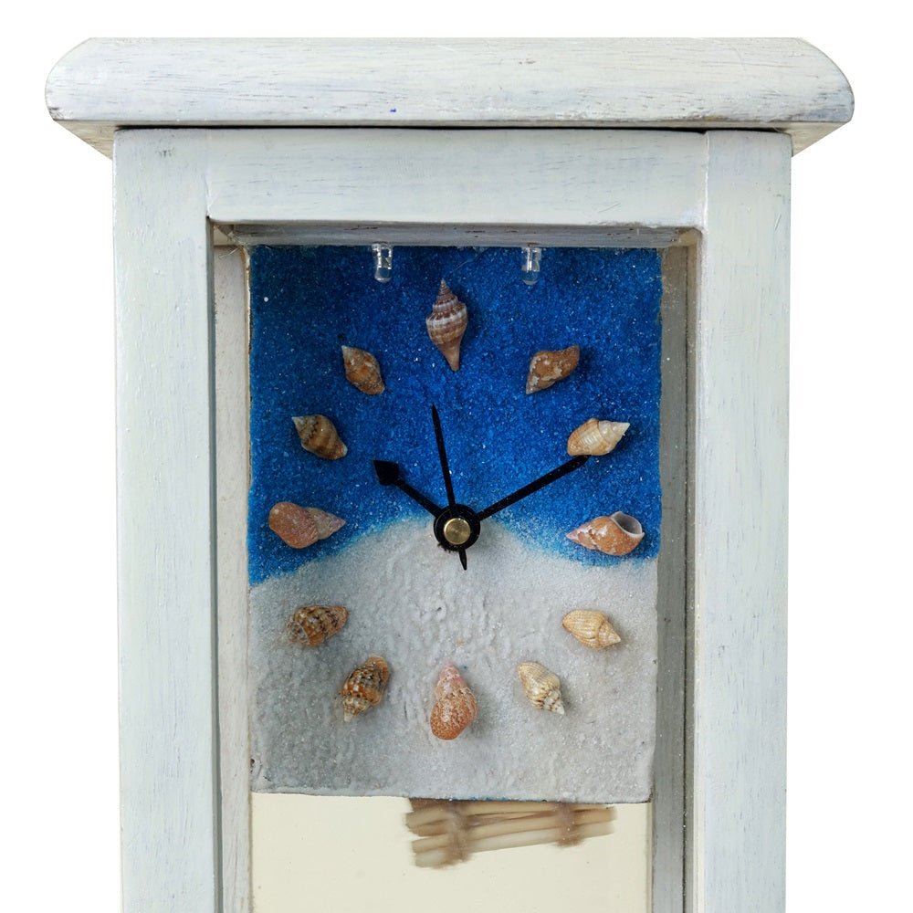 Ocean Whisper Table Clock | Handcrafted Coastal - Themed Desk Clock – Home Decor on Brown Living™. SKU: CL-OW. Img 5.