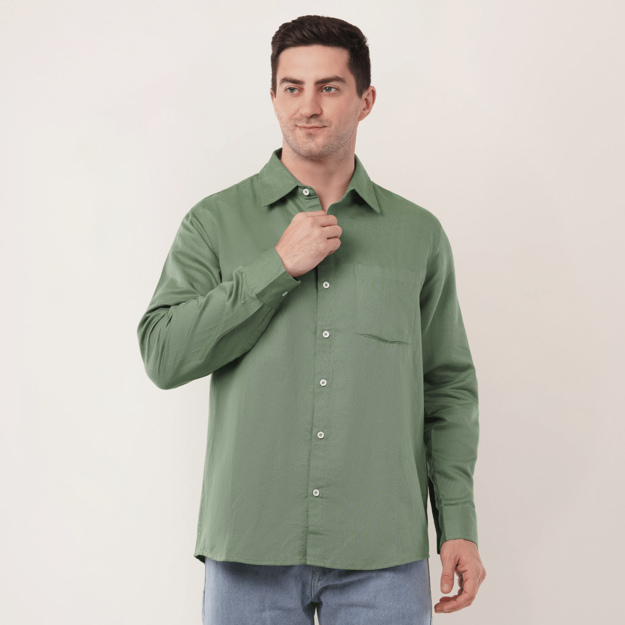 Olive Creek | Hemp Cotton Sustainable Shirt | Men – Men Shirt on Brown Living™. SKU: OliveCreek-S. Img 2.