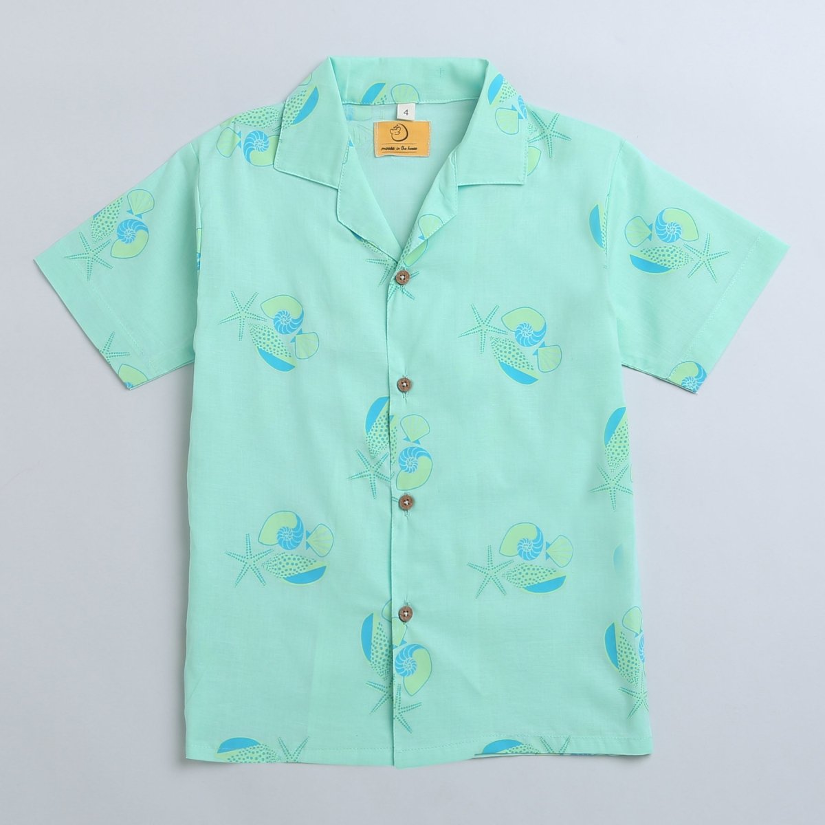 Olive The Seashells - Boys Cotton Shirt – Kids Shirts on Brown Living™. SKU: MITHBS - 077 - 13070. Img 1.
