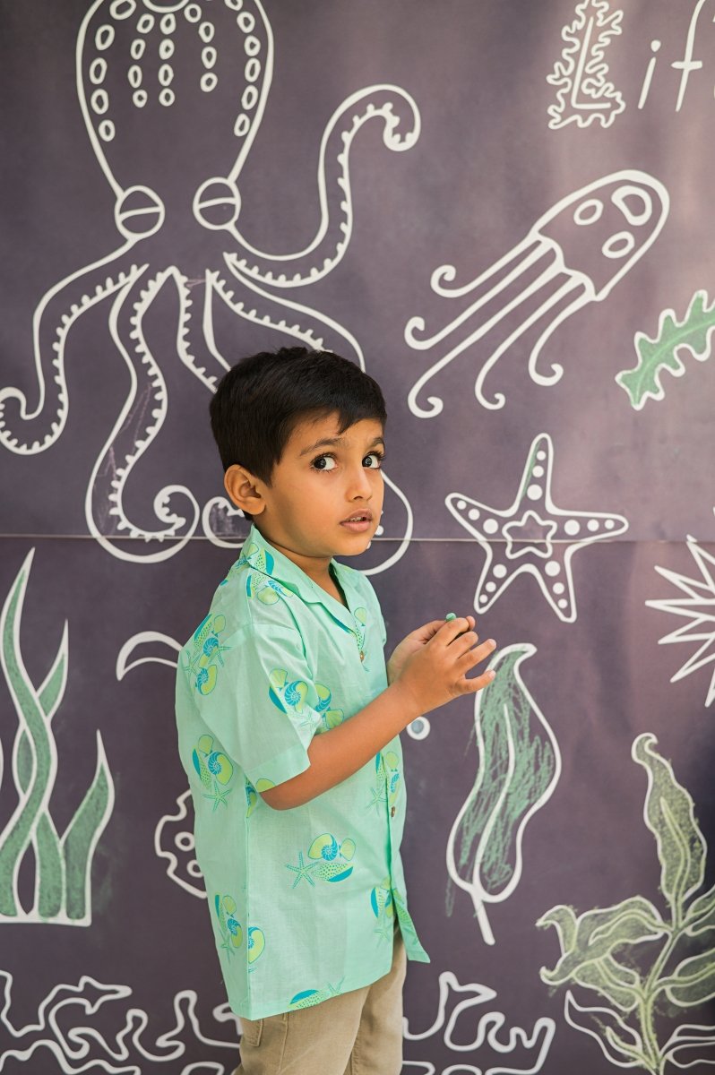 Olive The Seashells - Boys Cotton Shirt – Kids Shirts on Brown Living™. SKU: MITHBS - 077 - 13070. Img 7.