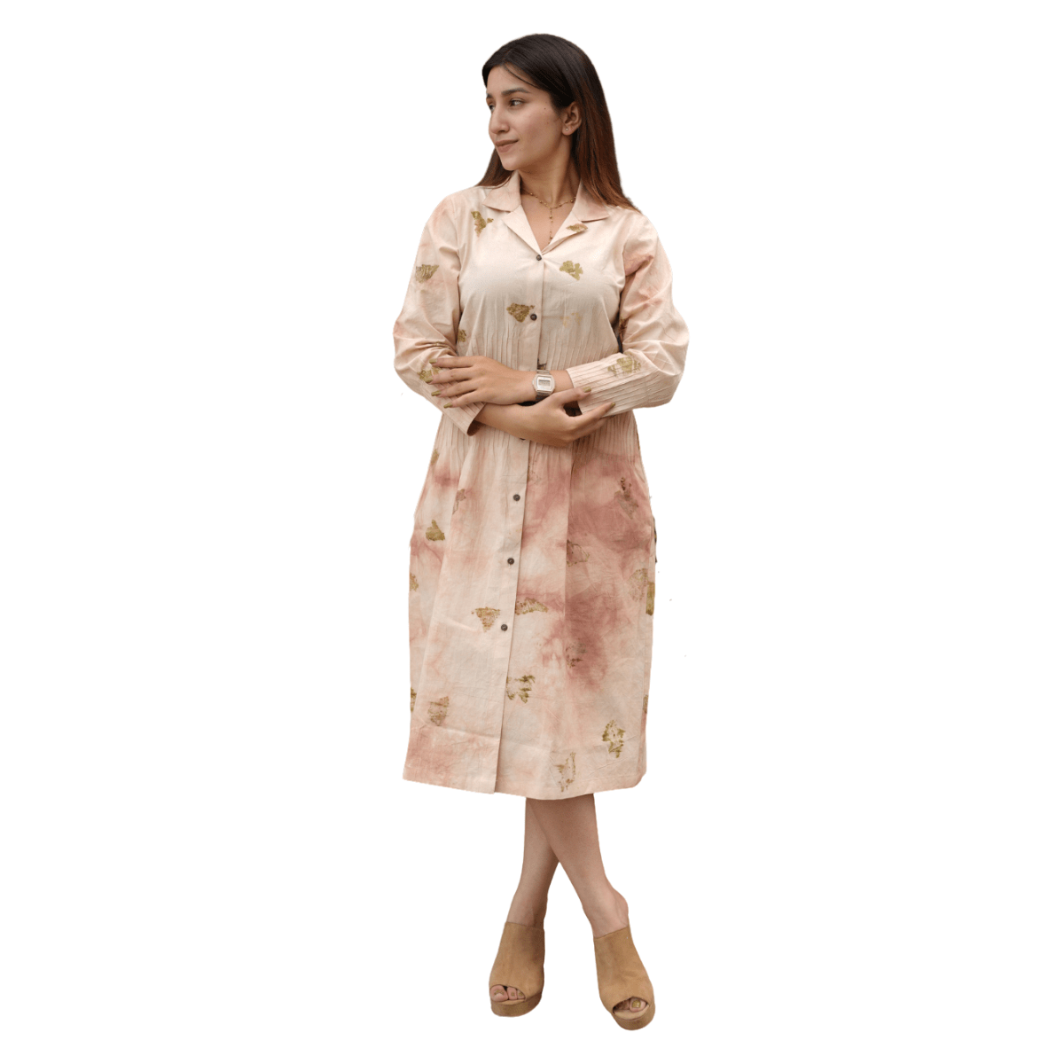 Onion Petal Mist Eco - Printed Dress for Women – Womens Dress on Brown Living™. SKU: AAYU-00171. Img 1.