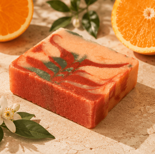 Orange Crush Handmade Soap | Orange Cold Process Bath Soap – Body Soap on Brown Living™. SKU: SN-CP-OC-120. Img 3.