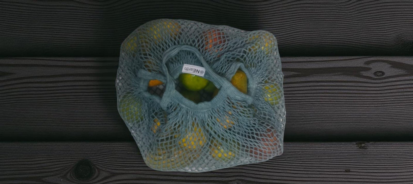 Organic Cotton Mesh Shopping Bags – Funky Colors (Pack of 2) – Fridge Vegetable Bags on Brown Living™. SKU: OEP912G. Img 16.