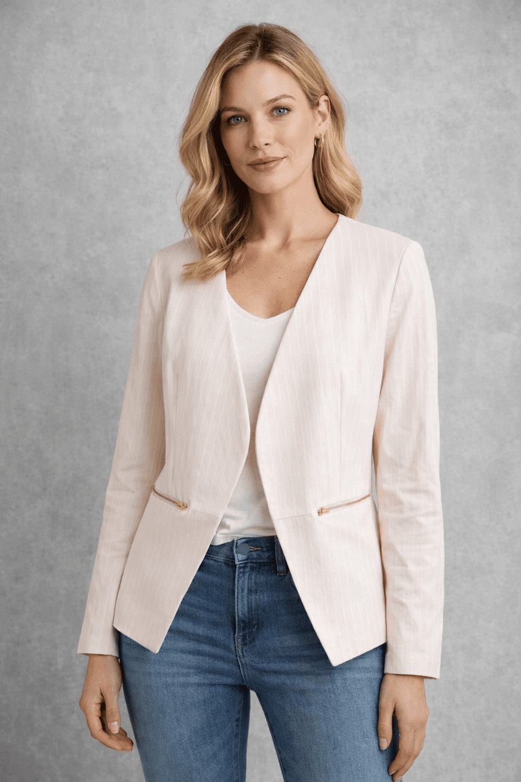 Organic Cotton Peach Blazer For Women | Smart Casuals & Breezy Formals – Womens Blazer on Brown Living™. SKU: OCPB. Img 1.