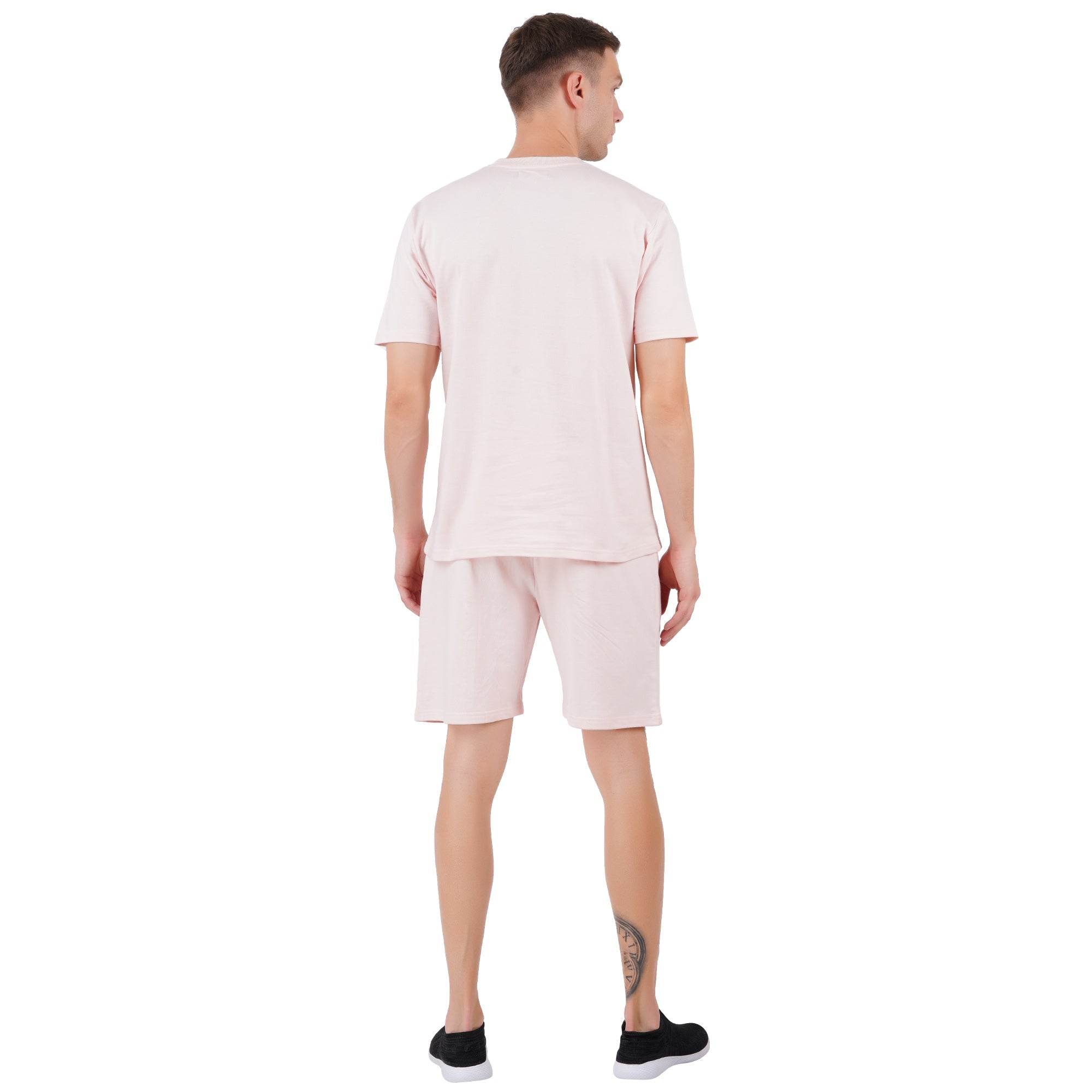 Organic Cotton Pink French Terry Shorts Set | Men’s Loungewear Set – Mens Shorts on Brown Living™. SKU: ARZIKI6-PINK-M. Img 2.