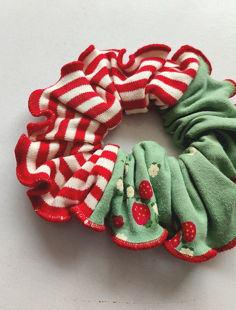 Organic Cotton Scrunchie in Merry Cherries Print – Womens Accessories on Brown Living™. SKU: S10MerryCherriesNNN. Img 2.