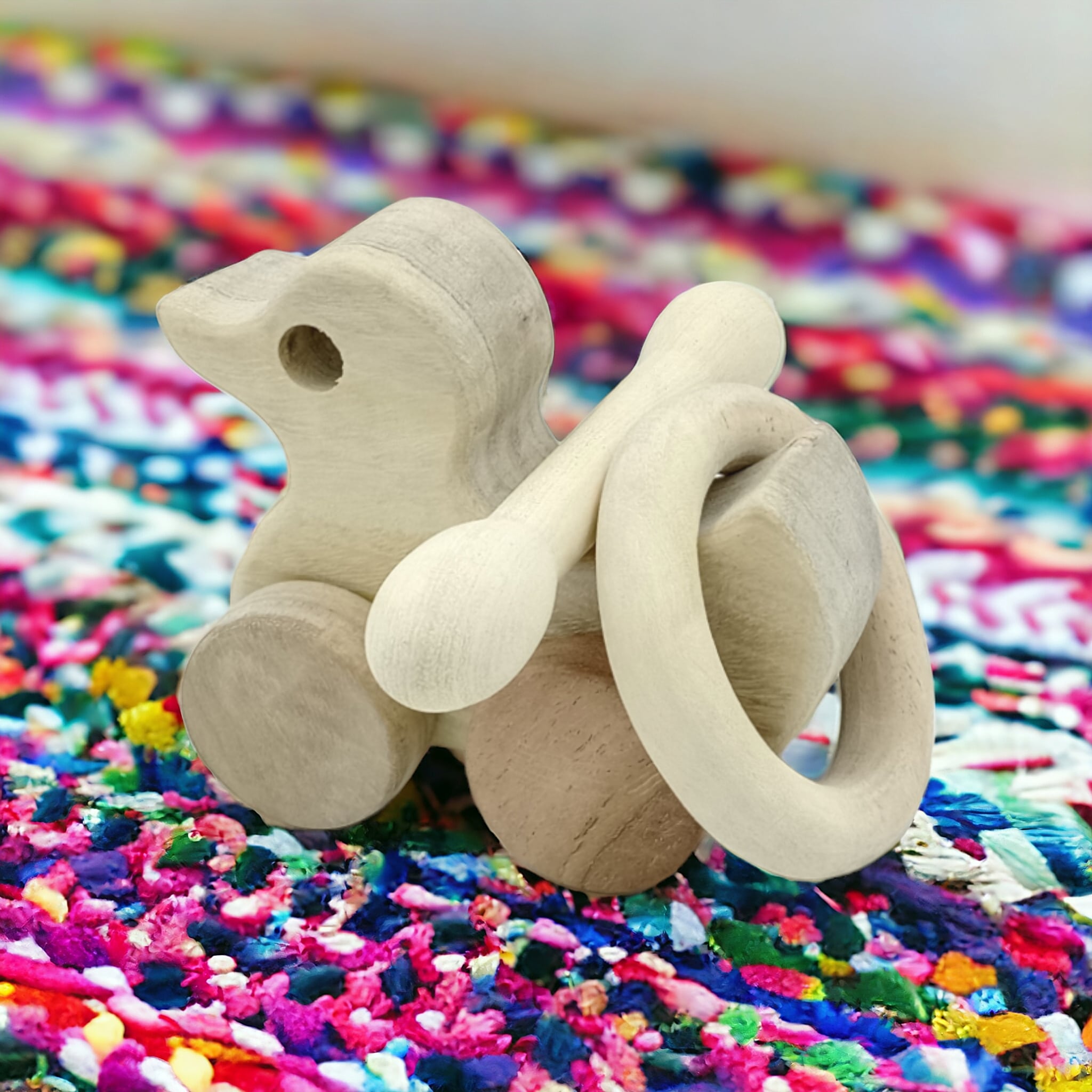 Organic & Healthy Pull Toy | Teethers Set - Duck, Dumbbell & Ring Shape – Wooden Toys on Brown Living™. SKU: WT_DK-DBL-RNG. Img 2.