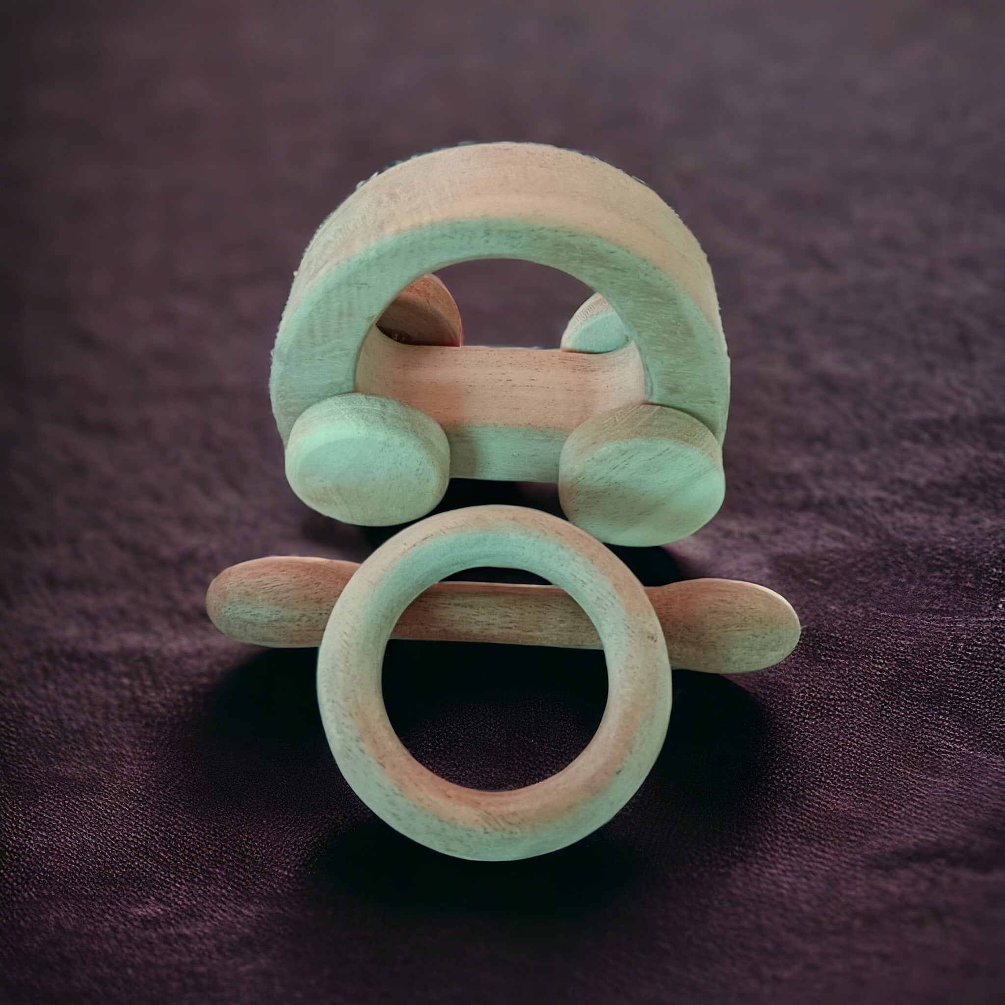 Organic Neem Combo Set Of Hollow Car, Ring & Dumbbell Teethers – Wooden Toys on Brown Living™. SKU: WT_HCR-RNG-DBL. Img 4.