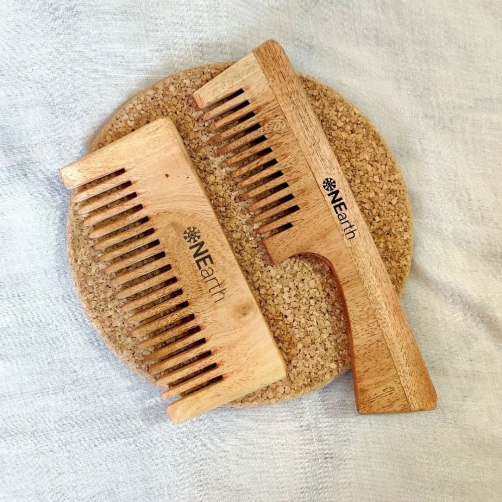 Organic Wooden (Neem Wood) Combs – Hair Comb by ONEarth available on Brown Living™. Detangling Shower(Wide Tooth) Comb+ Handle Comb . SKU: OEP235. Img 6.