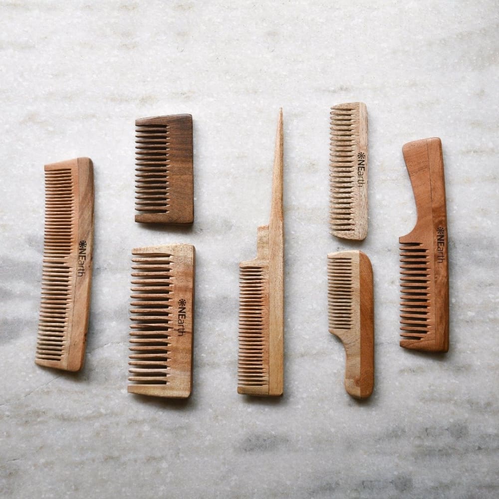 Organic Wooden (Neem Wood) Combs – Hair Comb by ONEarth available on Brown Living™. Pack Of 7 . SKU: OEP234. Img 8.