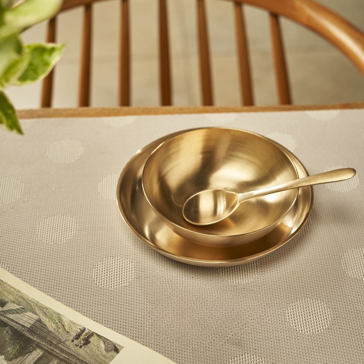 Original Kansa Bronze Small Soup Set - 3 Pcs – Dinner Set on Brown Living™. SKU: SOPS1. Img 6.