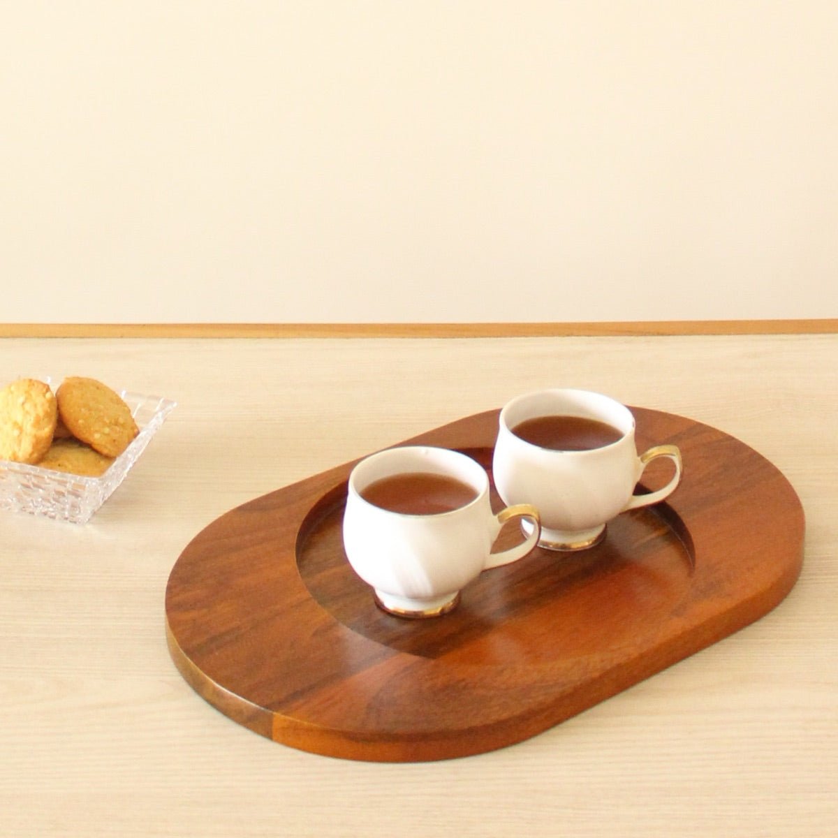 Oval - Ellipse Mango Wood Serving Platter Tray – Trays & Platters on Brown Living™. SKU: ST0103. Img 4.