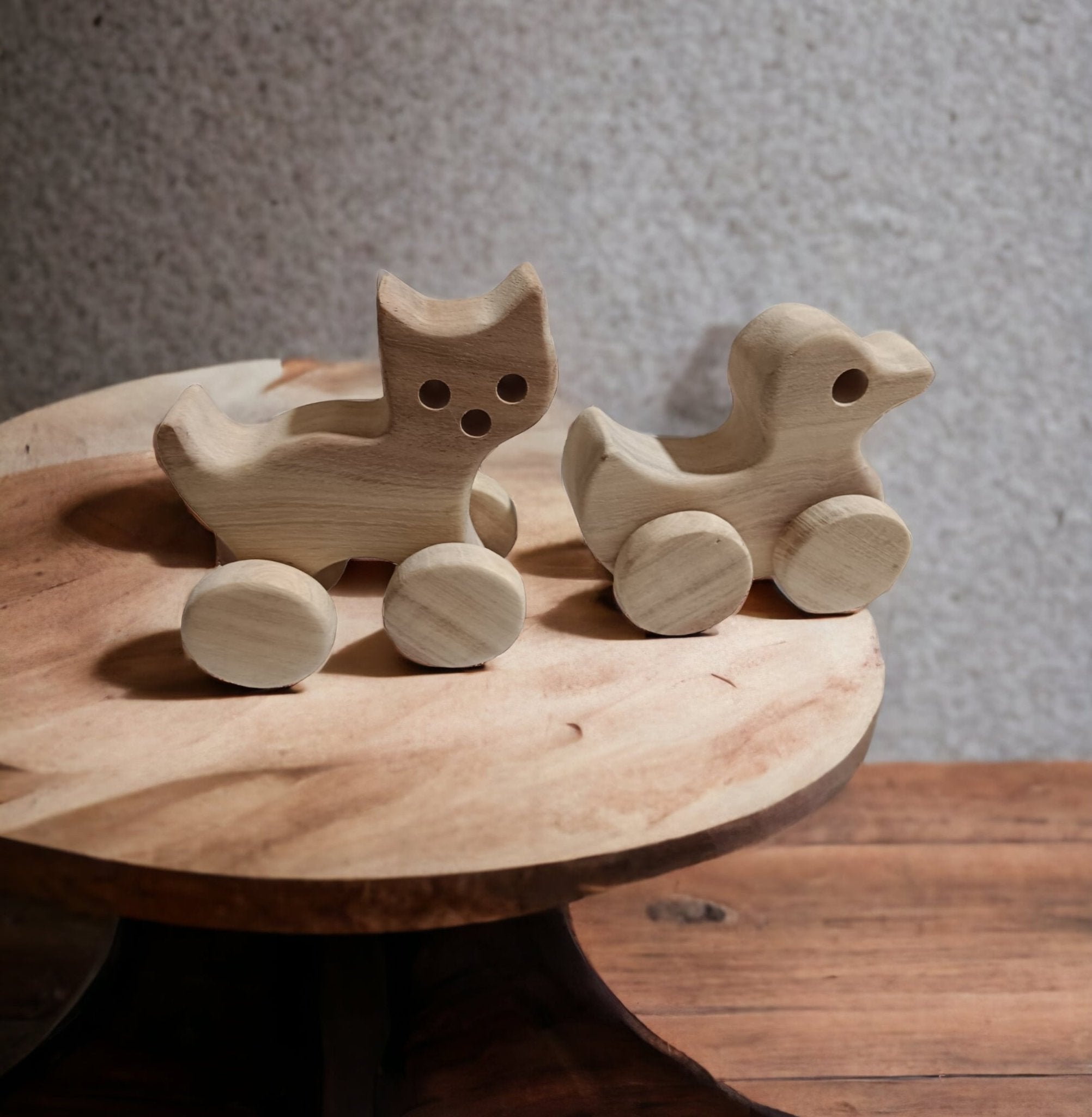 Pack Of 2 Cute Wheel Toys – Cat & Duck Toys For Toddlers – Toy Trains & Vehicles on Brown Living™. SKU: W_CT-DK. Img 1.