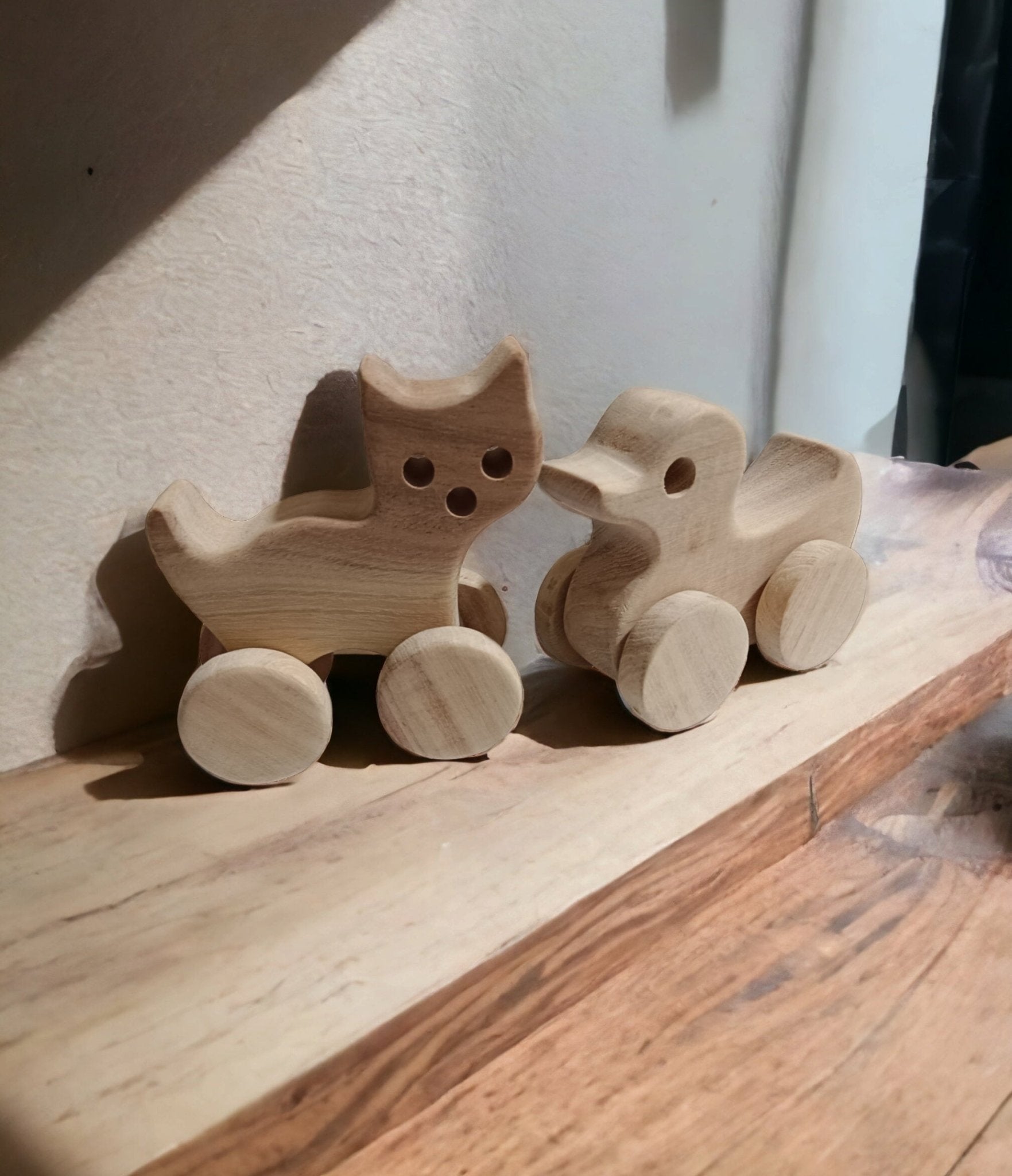 Pack Of 2 Cute Wheel Toys – Cat & Duck Toys For Toddlers – Toy Trains & Vehicles on Brown Living™. SKU: W_CT-DK. Img 3.