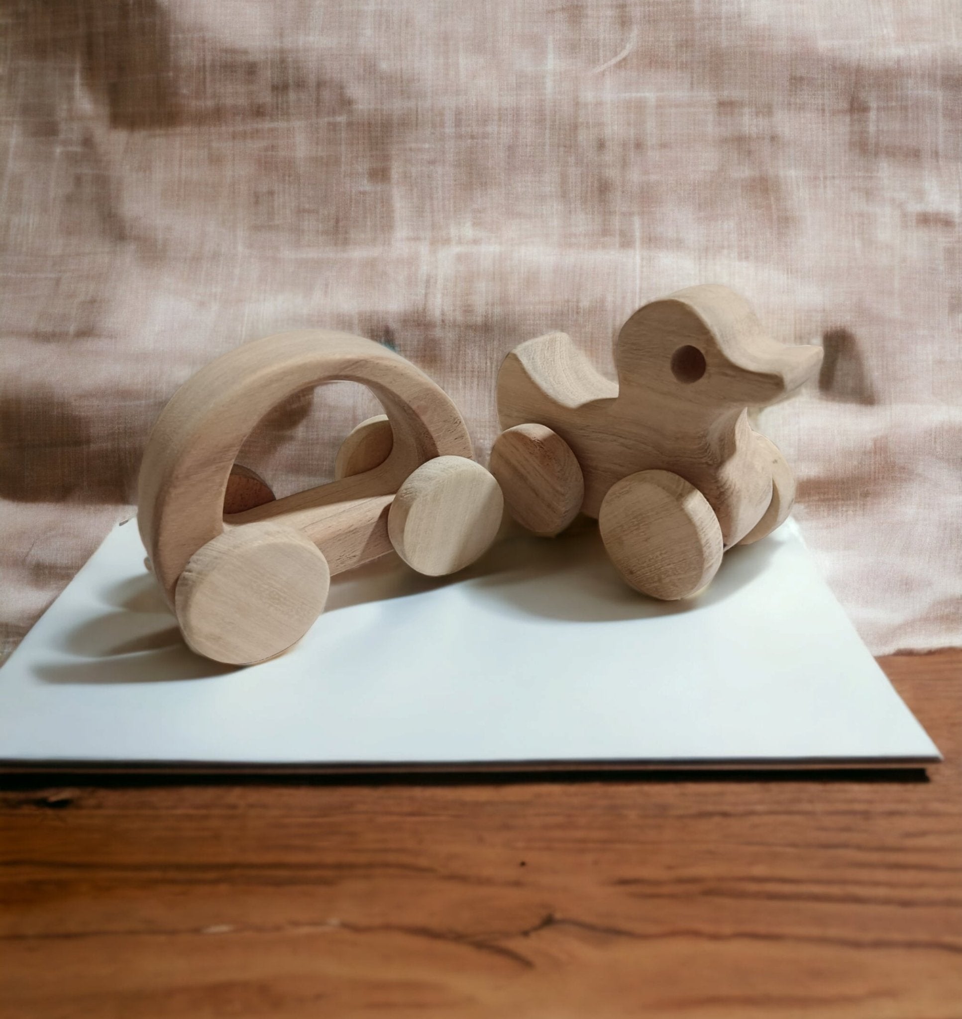 Pack of 2 Elegant Wheel Toys - Hallow Car & Duck Shapes – Toy Trains & Vehicles on Brown Living™. SKU: W_HCR-DK. Img 2.