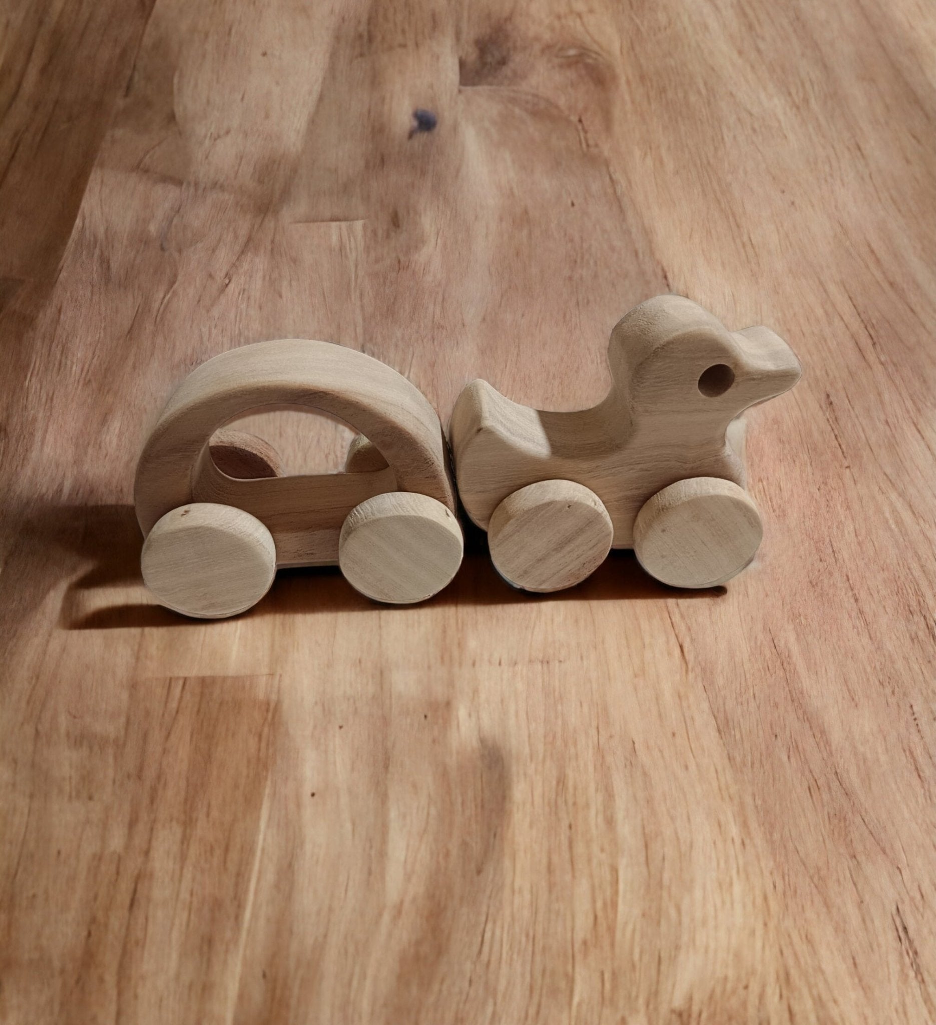 Pack of 2 Elegant Wheel Toys - Hallow Car & Duck Shapes – Toy Trains & Vehicles on Brown Living™. SKU: W_HCR-DK. Img 3.