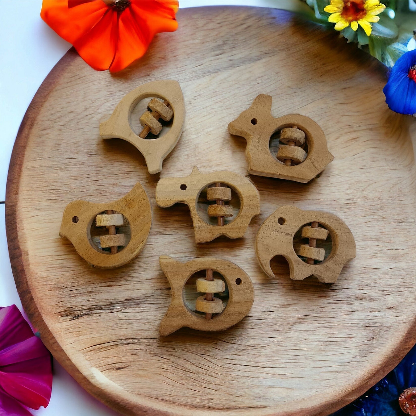 Pack Of 6 Neem Wooden Rattles – Sound Making Toys For Toddlers – Baby Rattles on Brown Living™. SKU: R_SET6. Img 10.