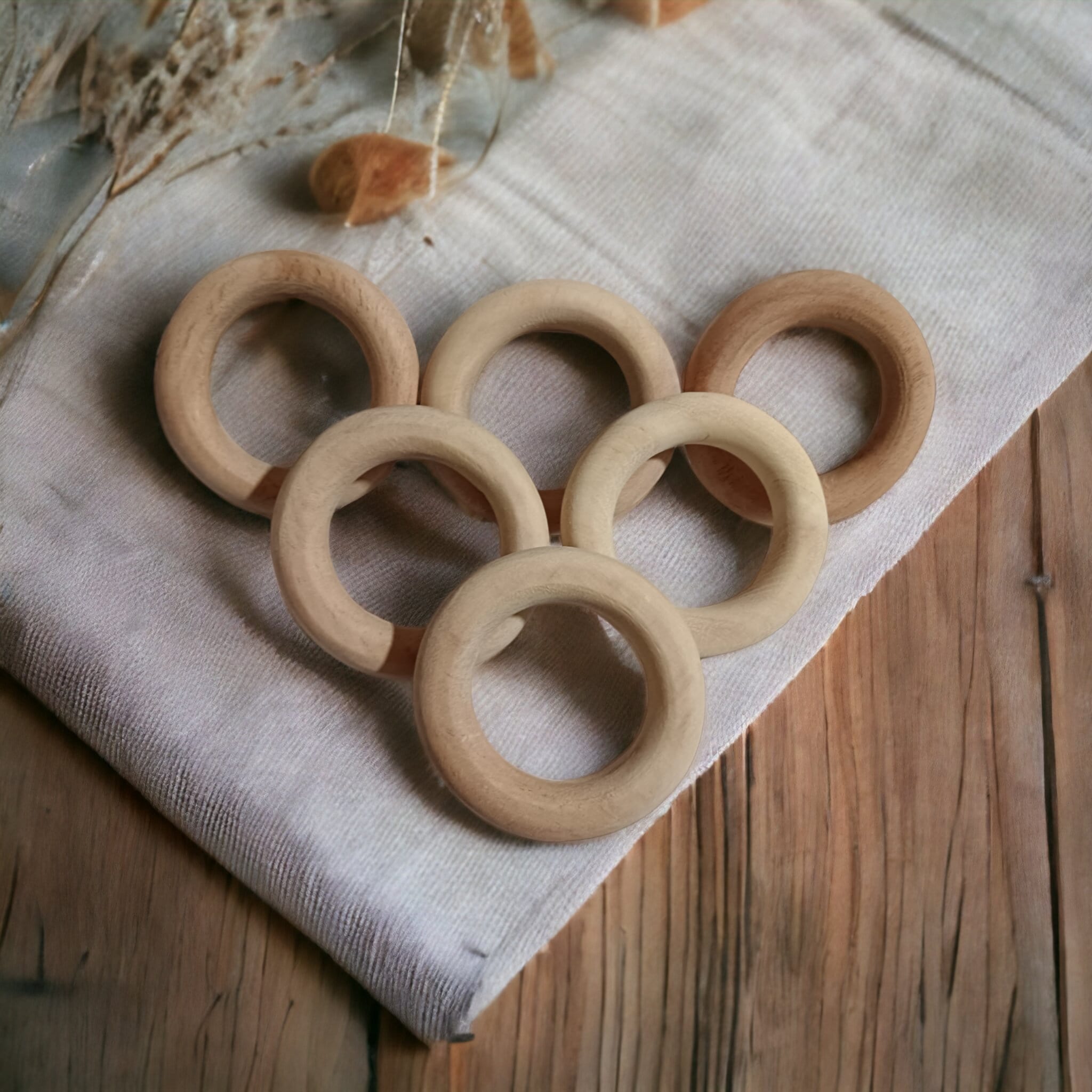 Pack Of 6 Neem Wooden Rings For Babies – Baby Teethers & Soothers on Brown Living™. SKU: T_RNG6. Img 3.