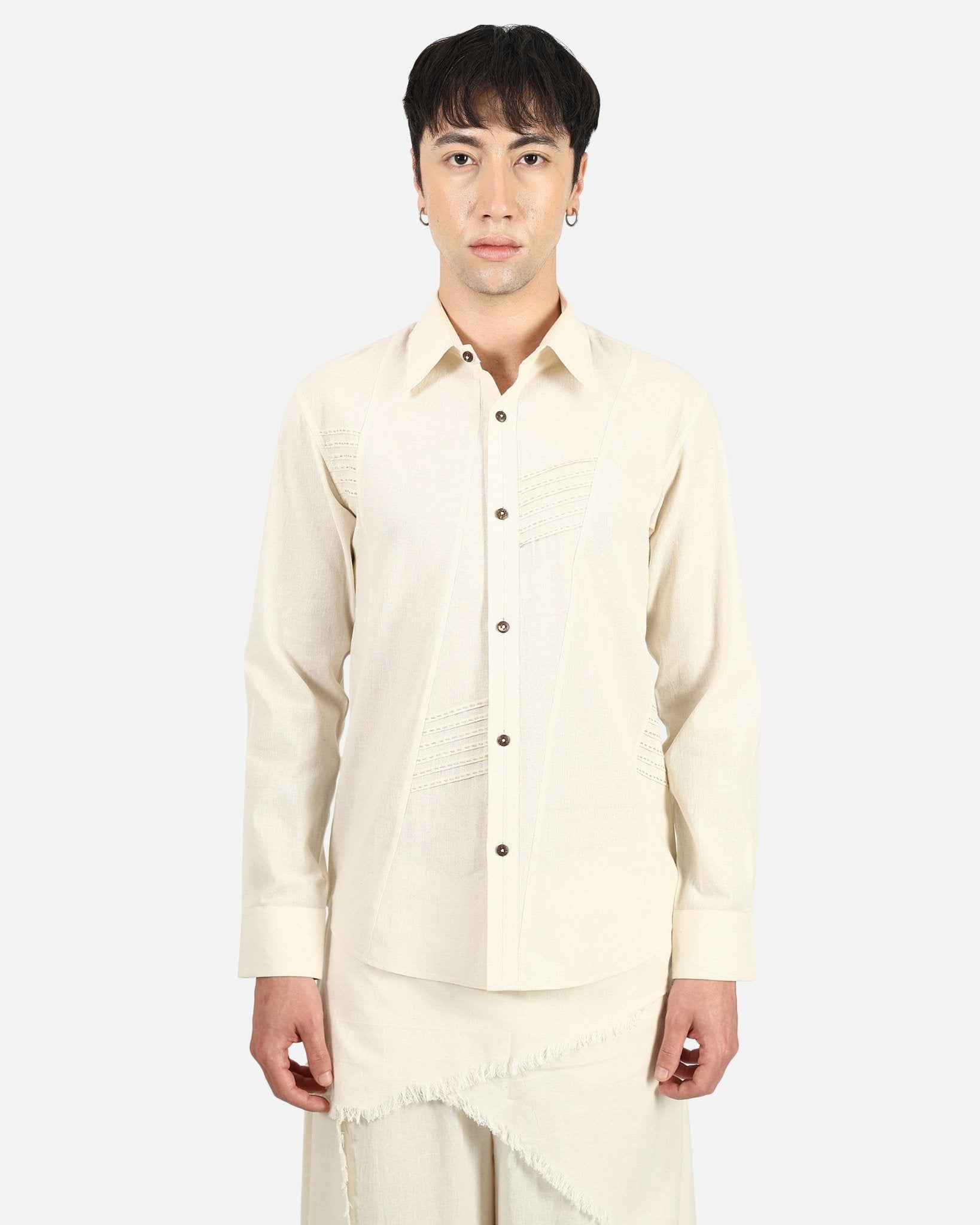 Pale Grid Cotton Shirt – Lightweight Breathable Casual Wear – Womens Shirt on Brown Living™. SKU: ACR2026002. Img 5.